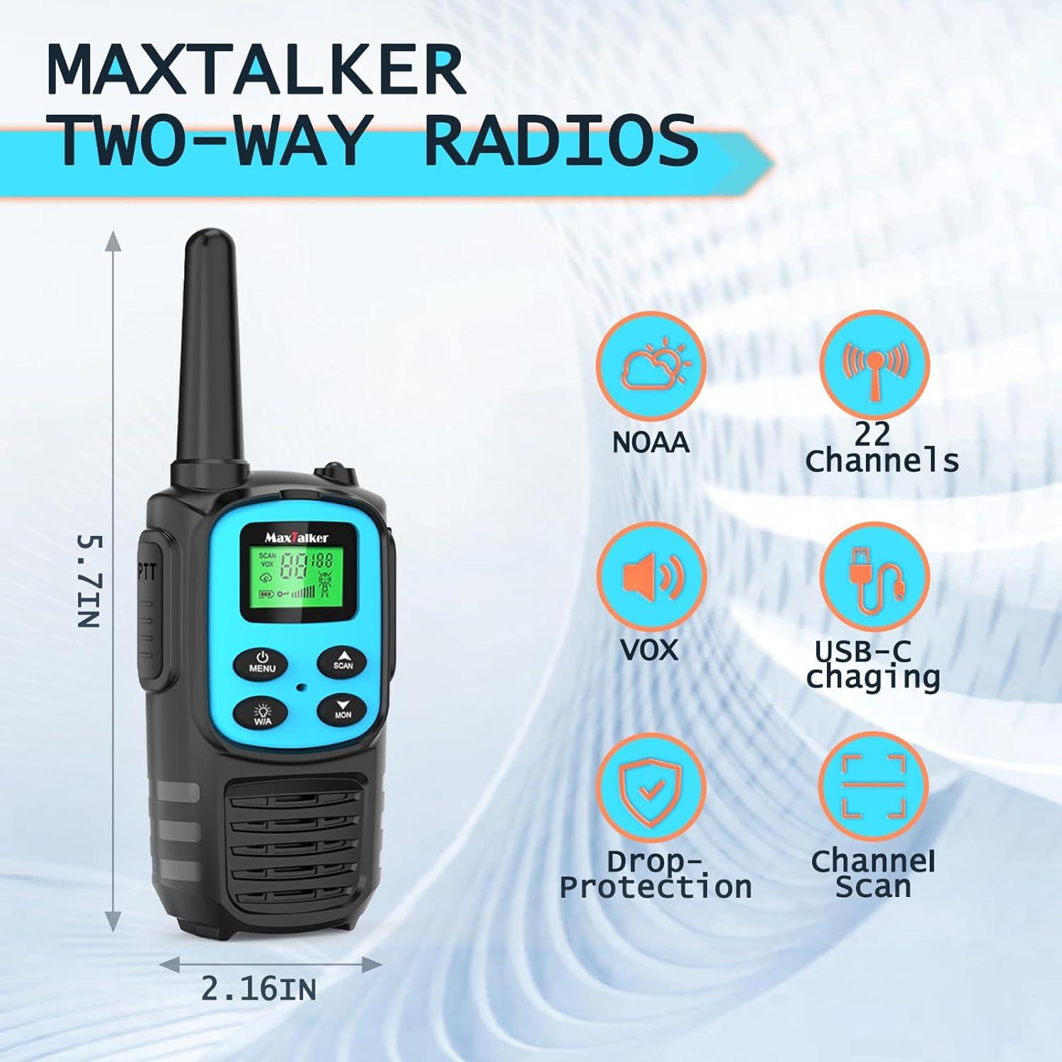 Walkie Talkies MaxTalker MT10 Recargables 6 Pzs 22 Canales