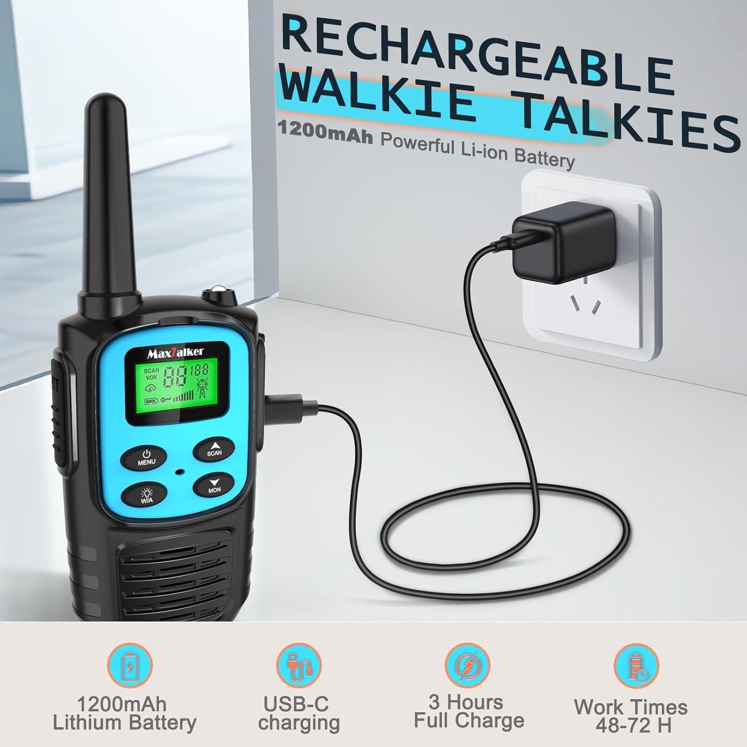 Walkie Talkies MaxTalker MT10 Recargables 6 Pzs 22 Canales