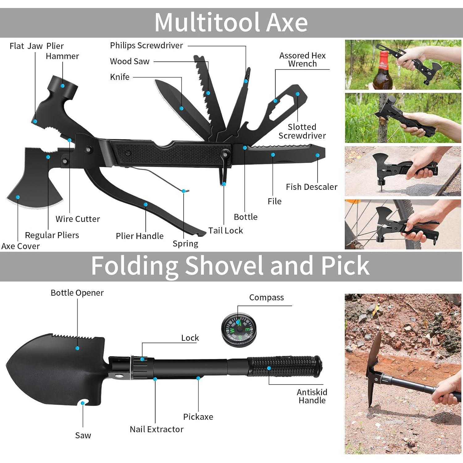 Kit de Supervivencia 142 en 1 GPUSFAK con Primeros Auxilios Negro