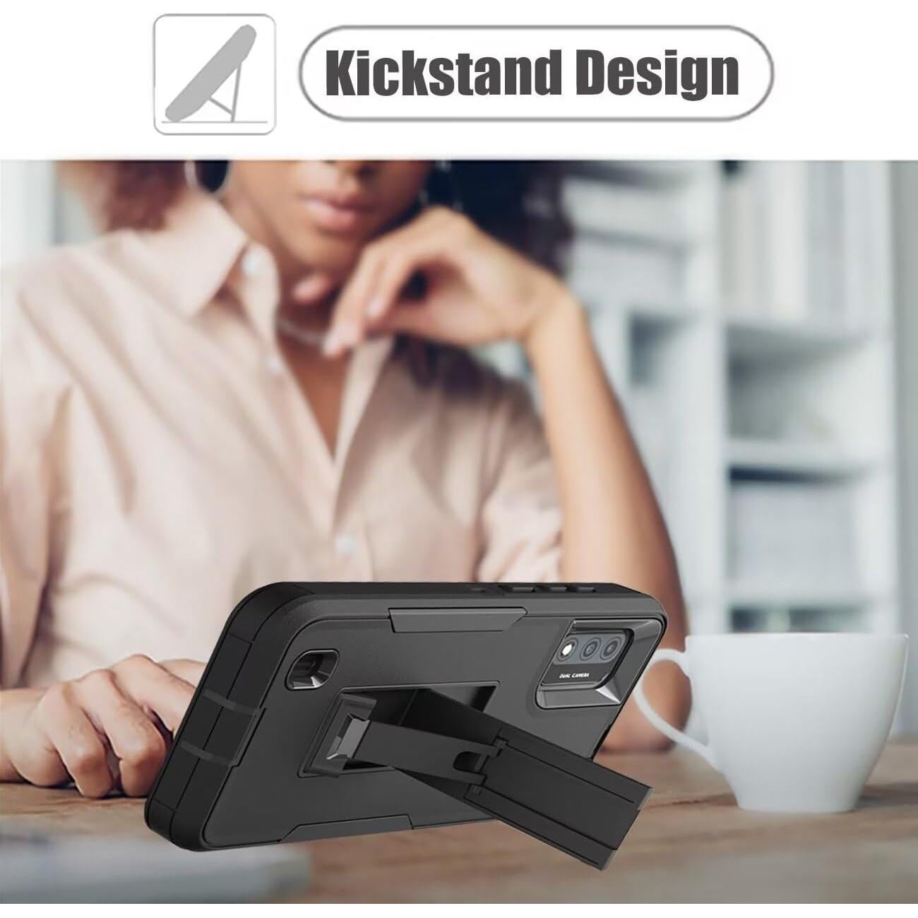 Funda Wiko Ride 3 con Protector de Pantalla y Soporte Negro