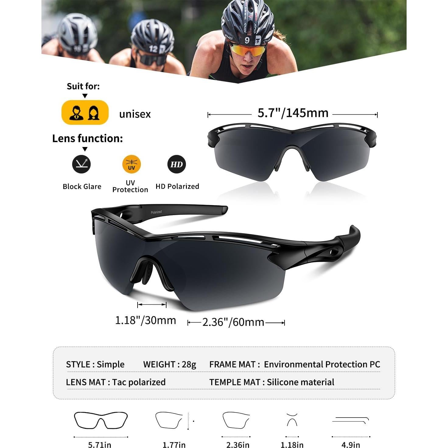 Gafas de sol deportivas polarizadas Rosemal UV400 TR90