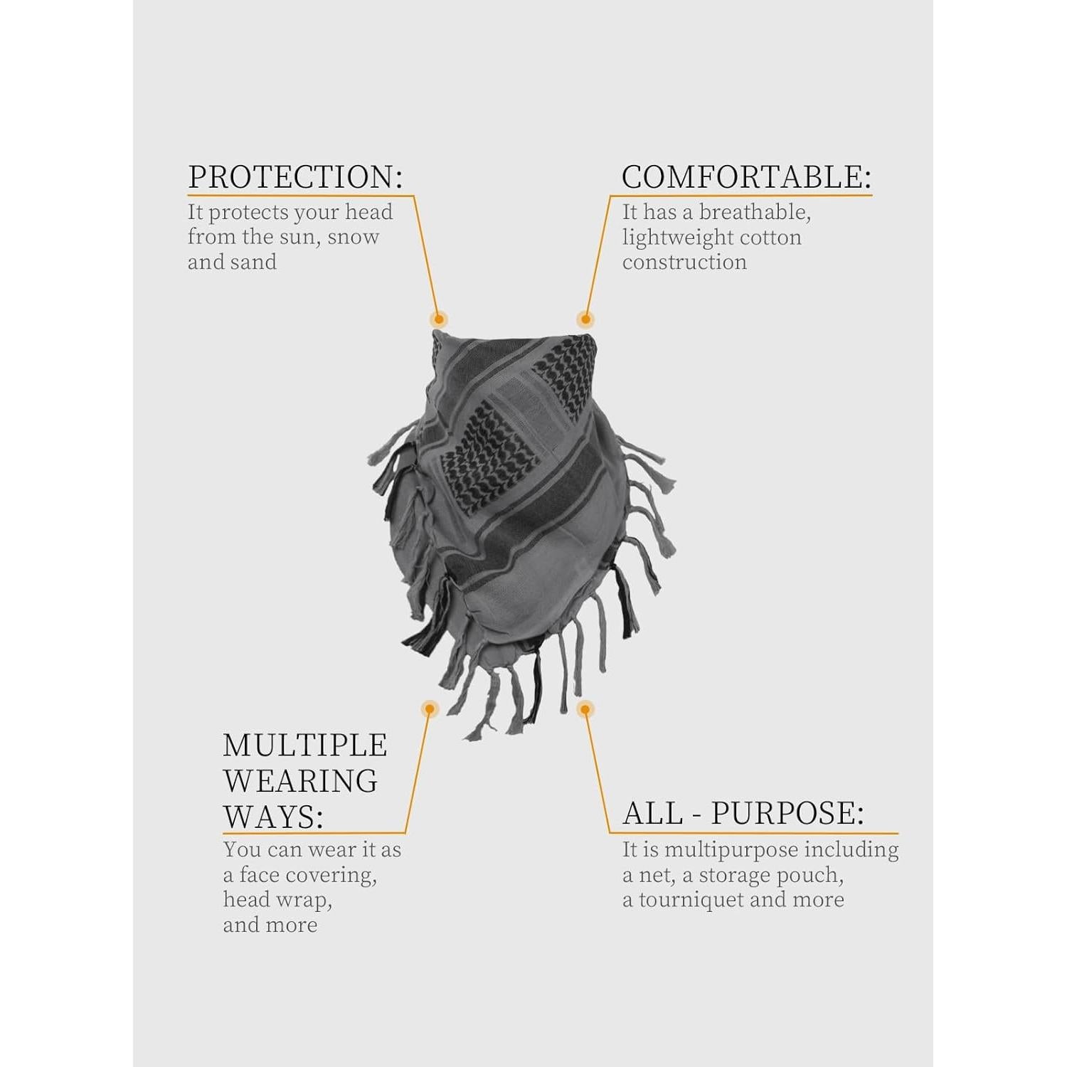 Bufanda Shemagh Militar SOLDADO LIBRE Táctica Gris 109 cm