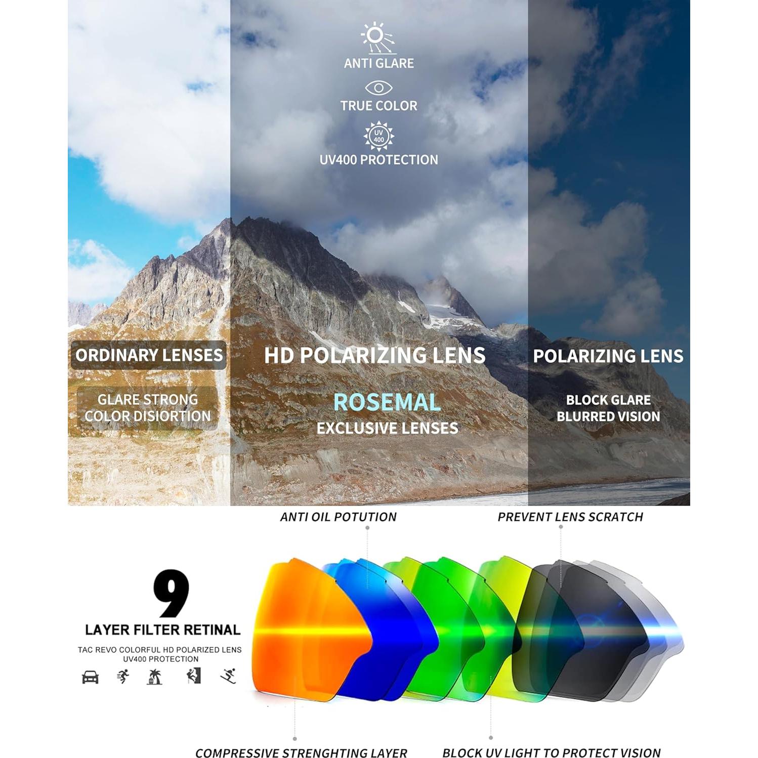 Gafas de sol deportivas Rosemal 7252 polarizadas UV400