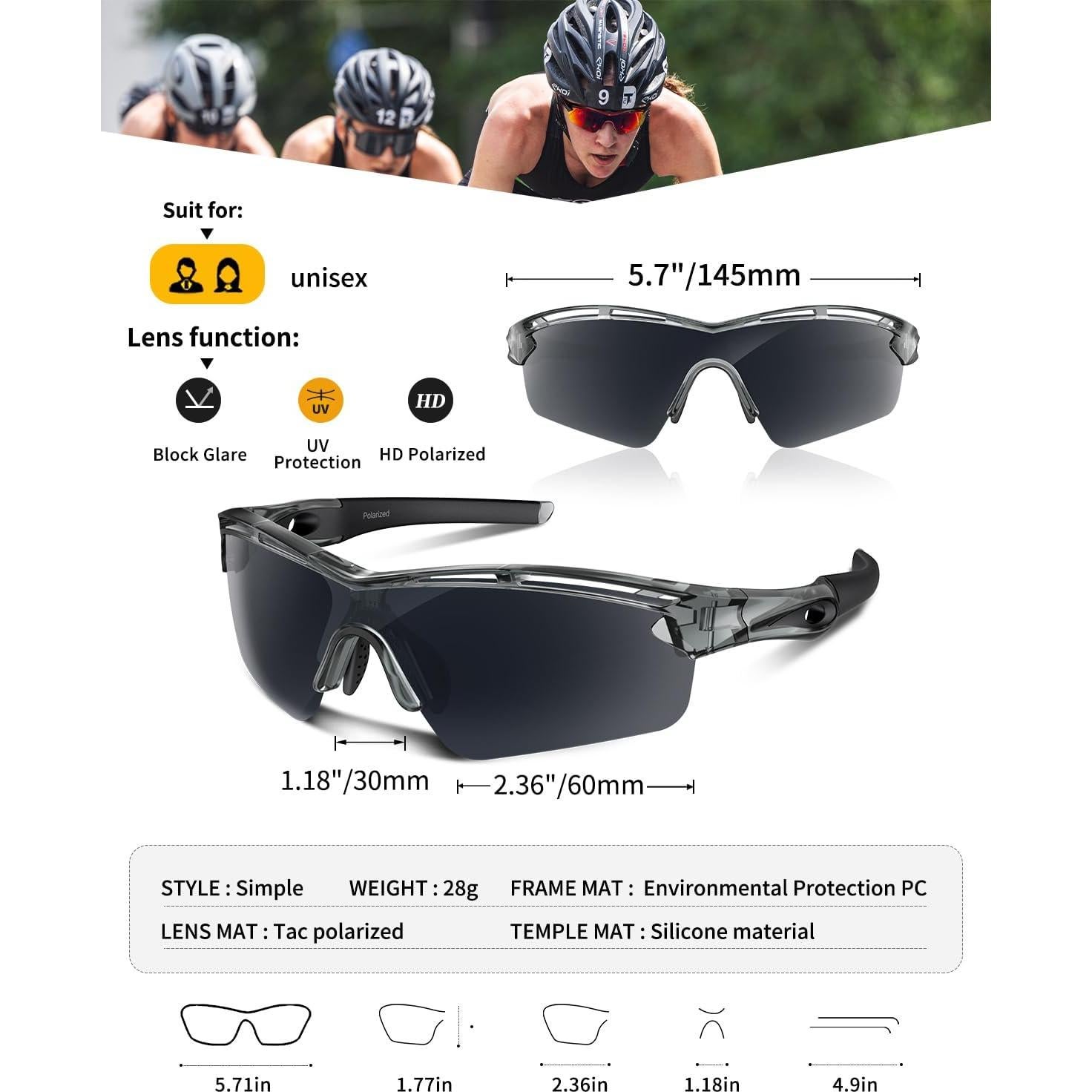 Gafas de sol deportivas Rosemal 7252 polarizadas UV400