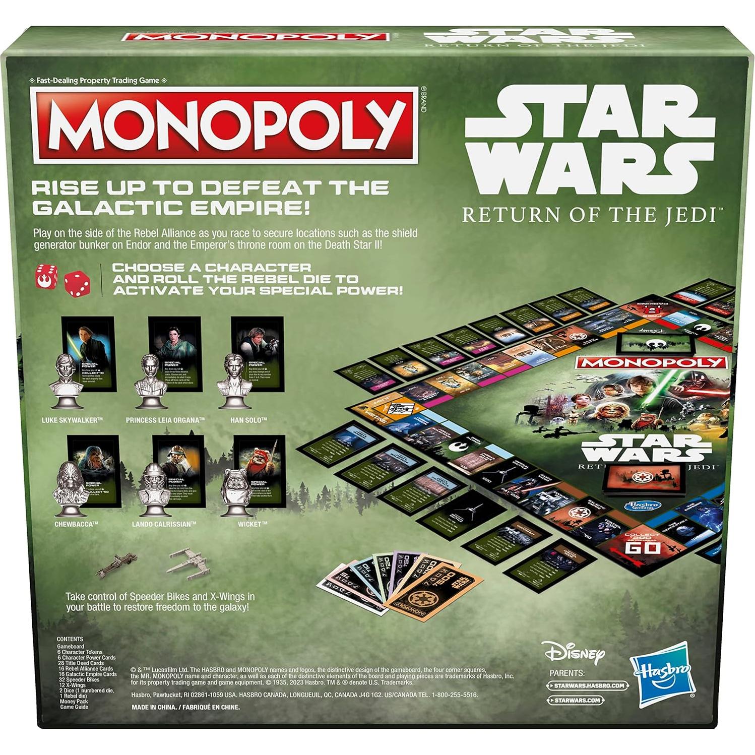 Monopoly Star Wars Hasbro El Regreso del Jedi Juego Familiar