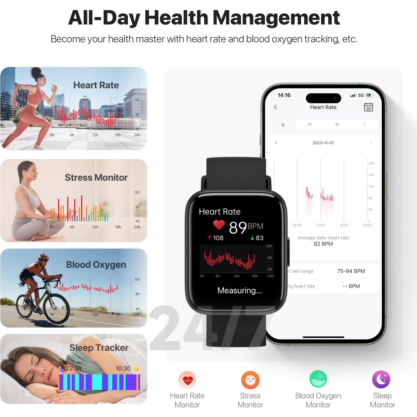 Reloj Inteligente JeeJTek 1.83" IP68 Fitness Bluetooth