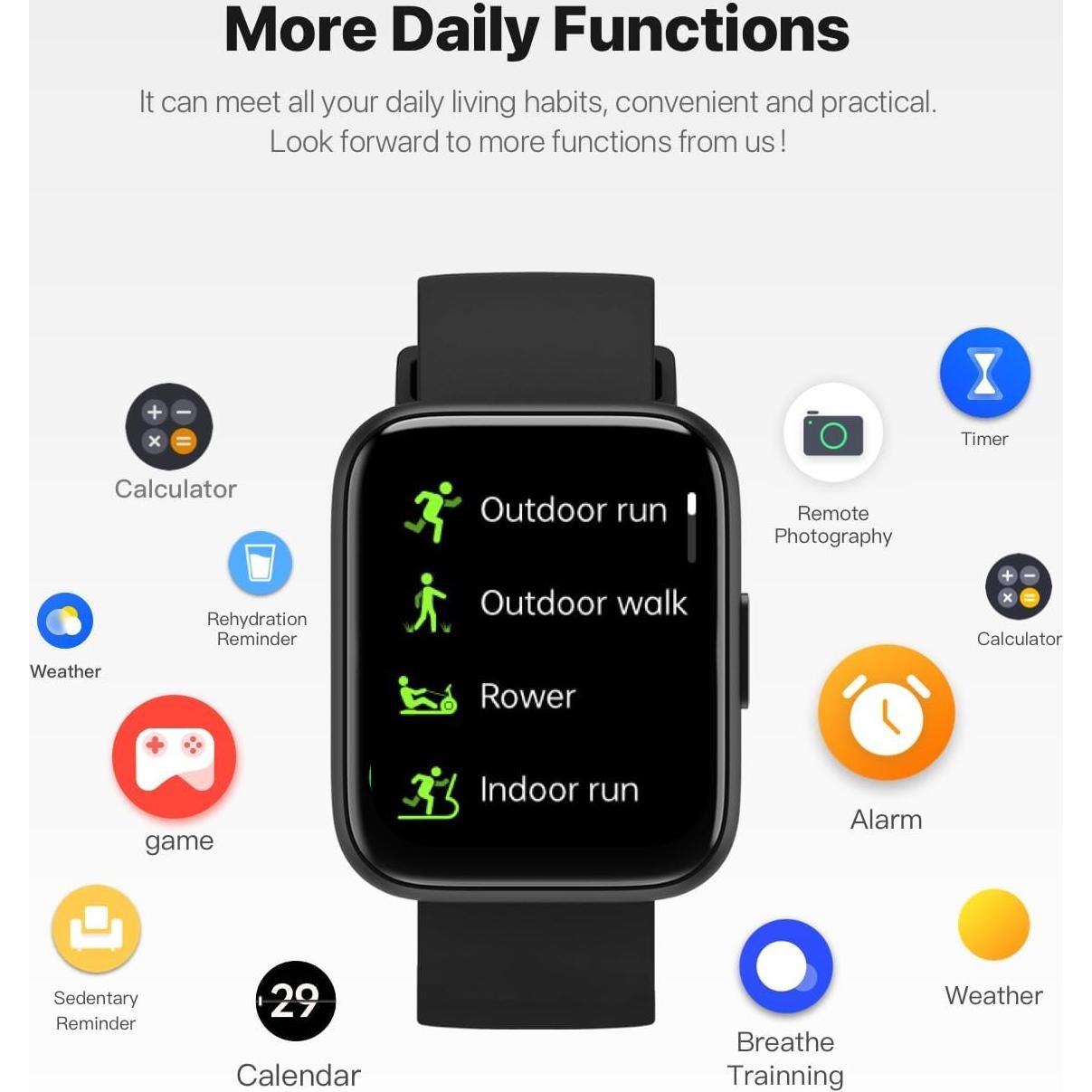 Reloj Inteligente JeeJTek 1.83" IP68 Fitness Bluetooth