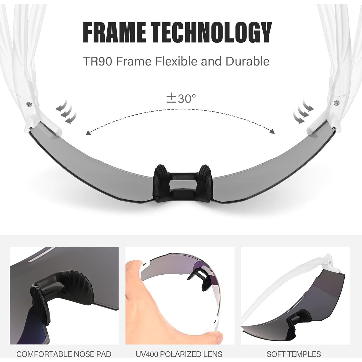 Gafas de sol deportivas ZEMFAY UV400 ligeras y cómodas