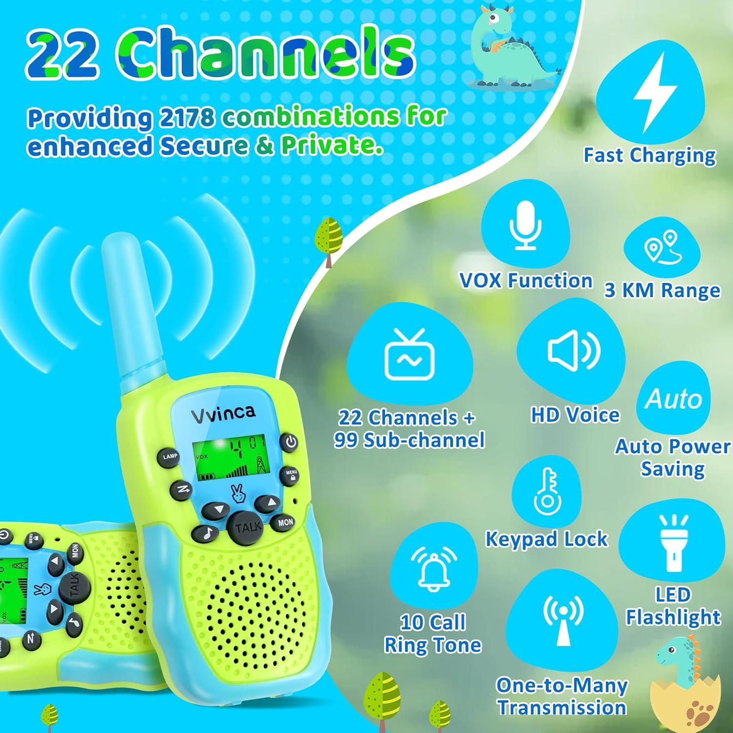 Walkie Talkies Vvinca T-388 Recargables 3000m Niños