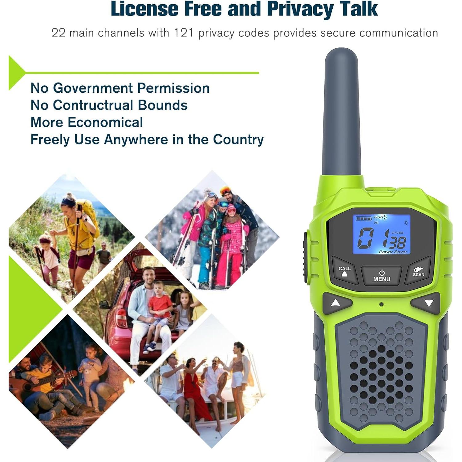 Walkie Talkies WokTok 2 Paquetes Verde Claro 22 Canales