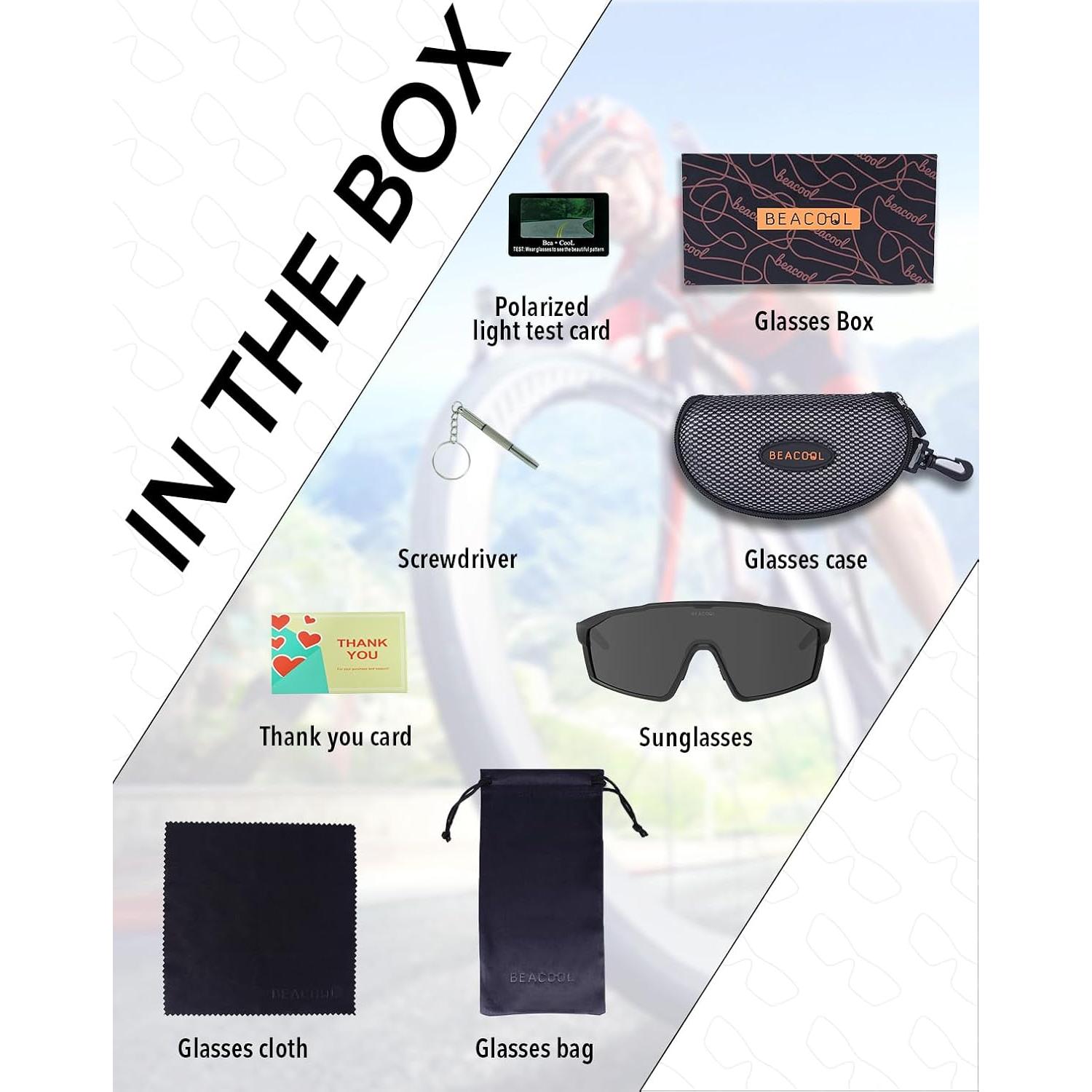 Gafas de Ciclismo BEACOOL Polarizadas UV400 para Adultos