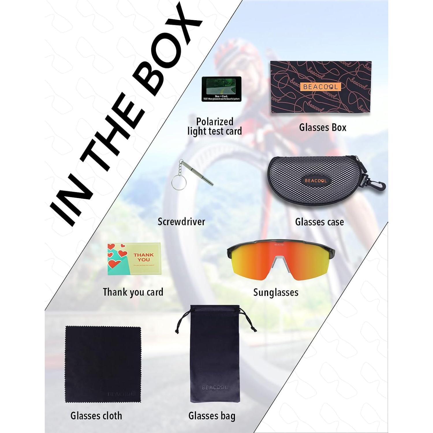 Gafas de Ciclismo BEACOOL Polarizadas UV400 para Adultos