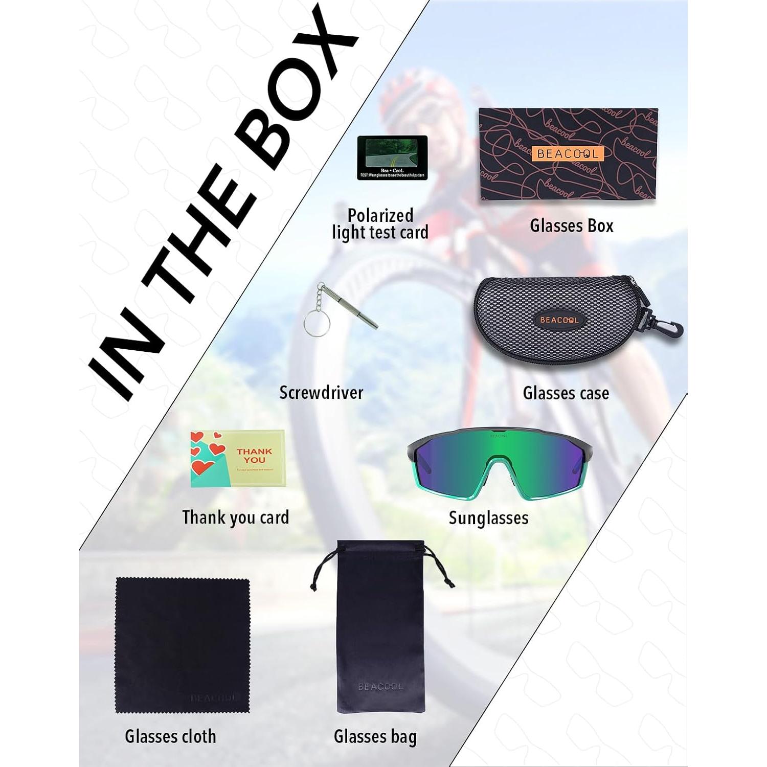 Gafas de Ciclismo BEACOOL Polarizadas UV400 para Adultos