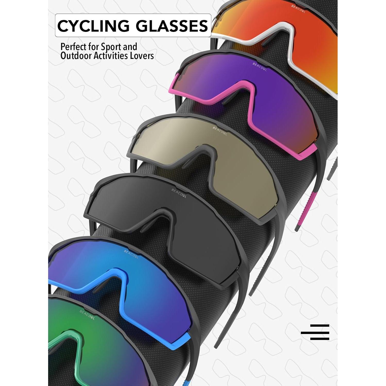 Gafas de Ciclismo BEACOOL Polarizadas UV400 Negrorojo