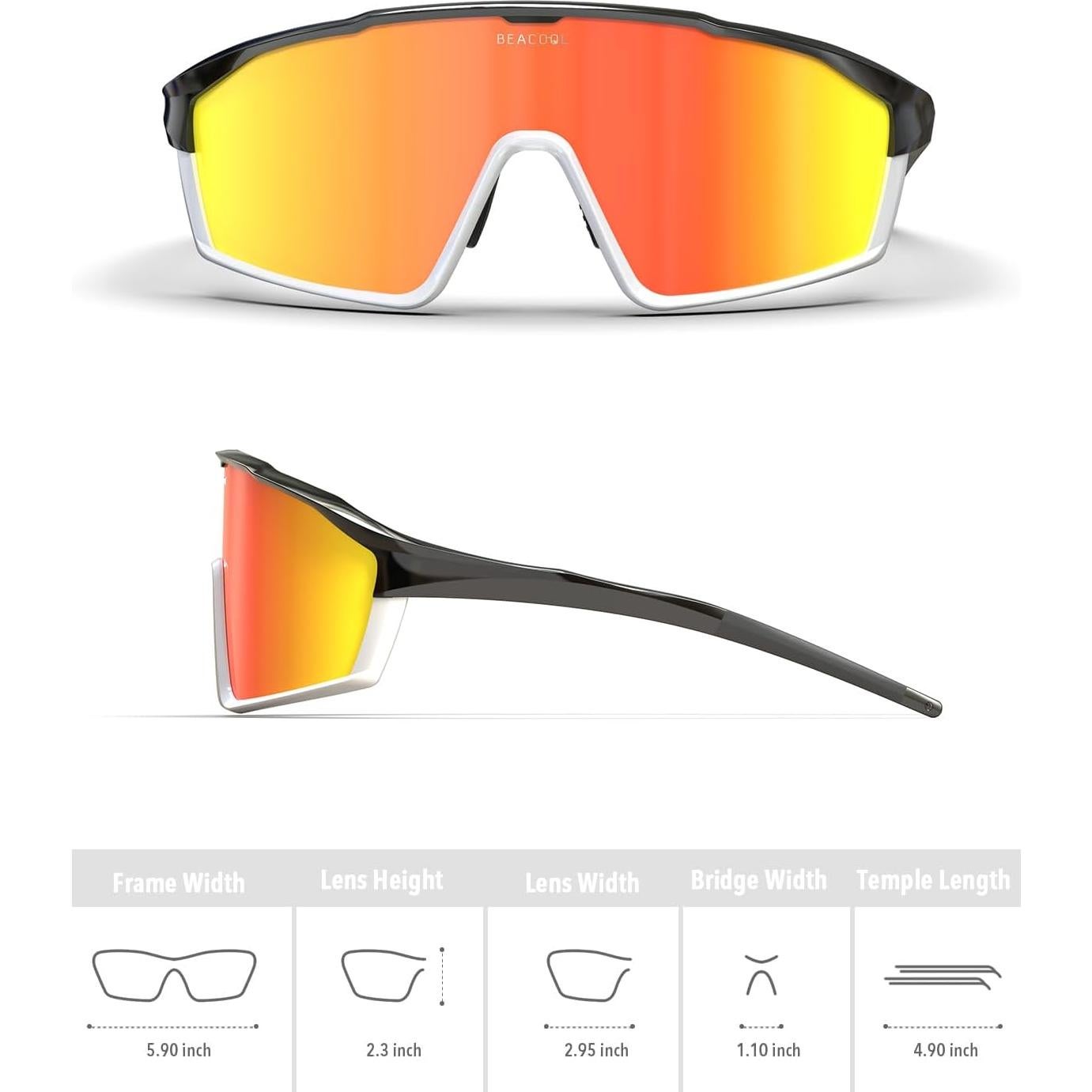 Gafas de Ciclismo BEACOOL Polarizadas UV400 Negrorojo