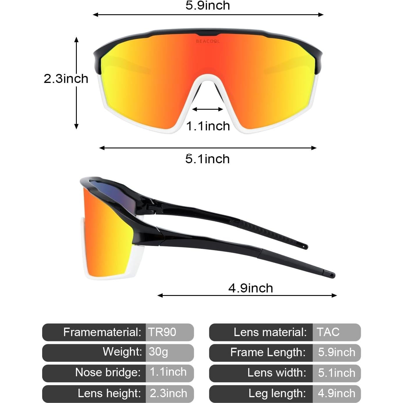 Gafas de Ciclismo BEACOOL Polarizadas UV400 Negrorojo