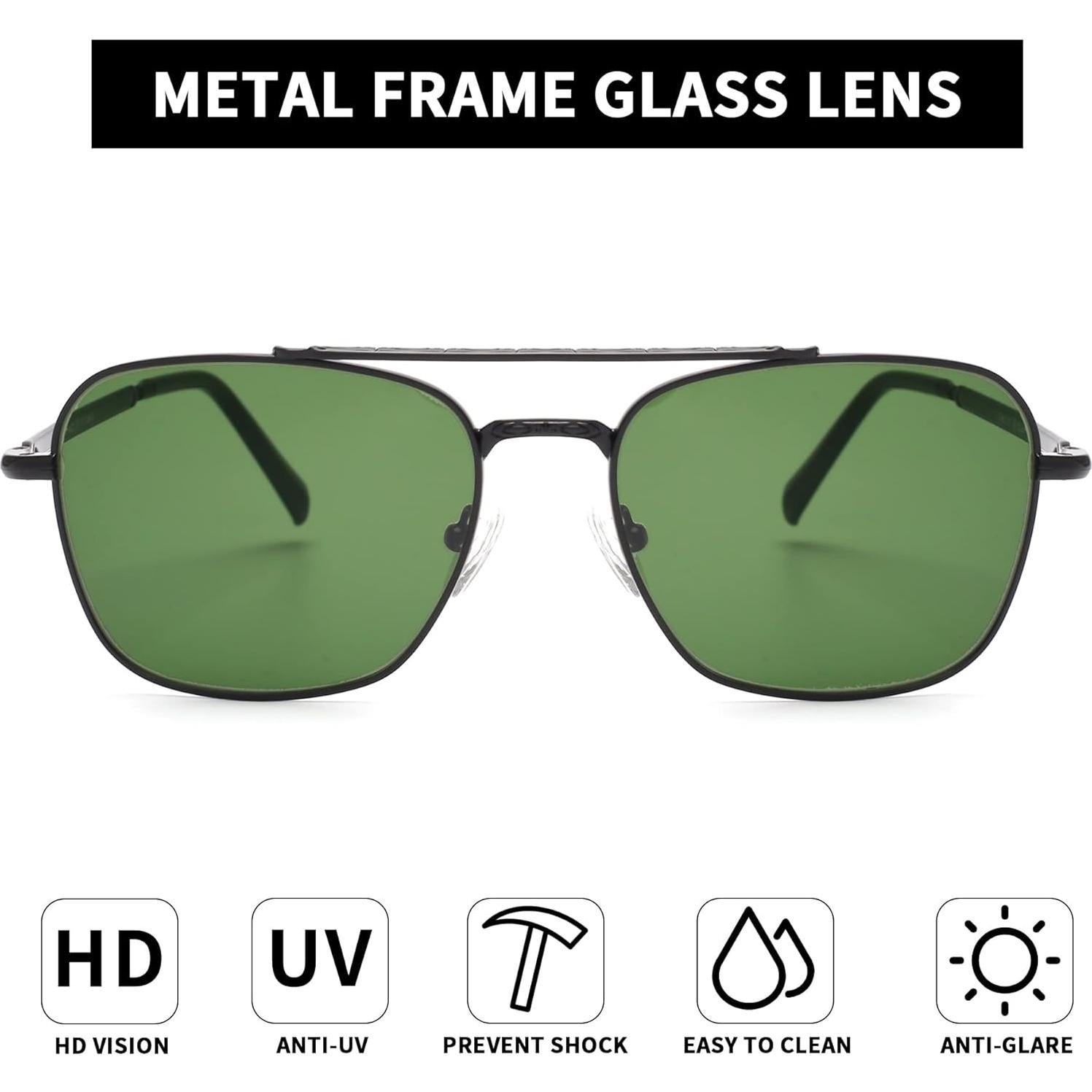 Gafas de Sol Cuadradas Aviador JIM HALO Lentes de Vidrio