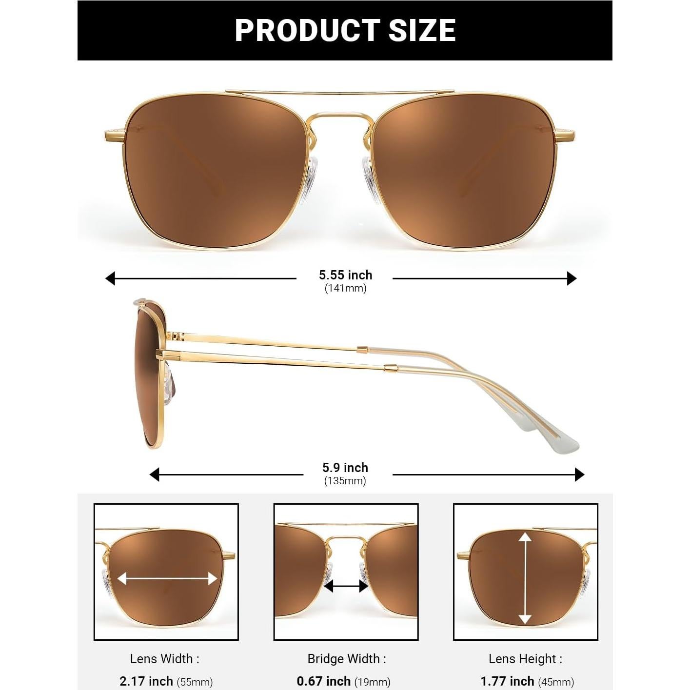 Gafas de Sol Aviador Jim Halo Lentes de Vidrio Polarizados