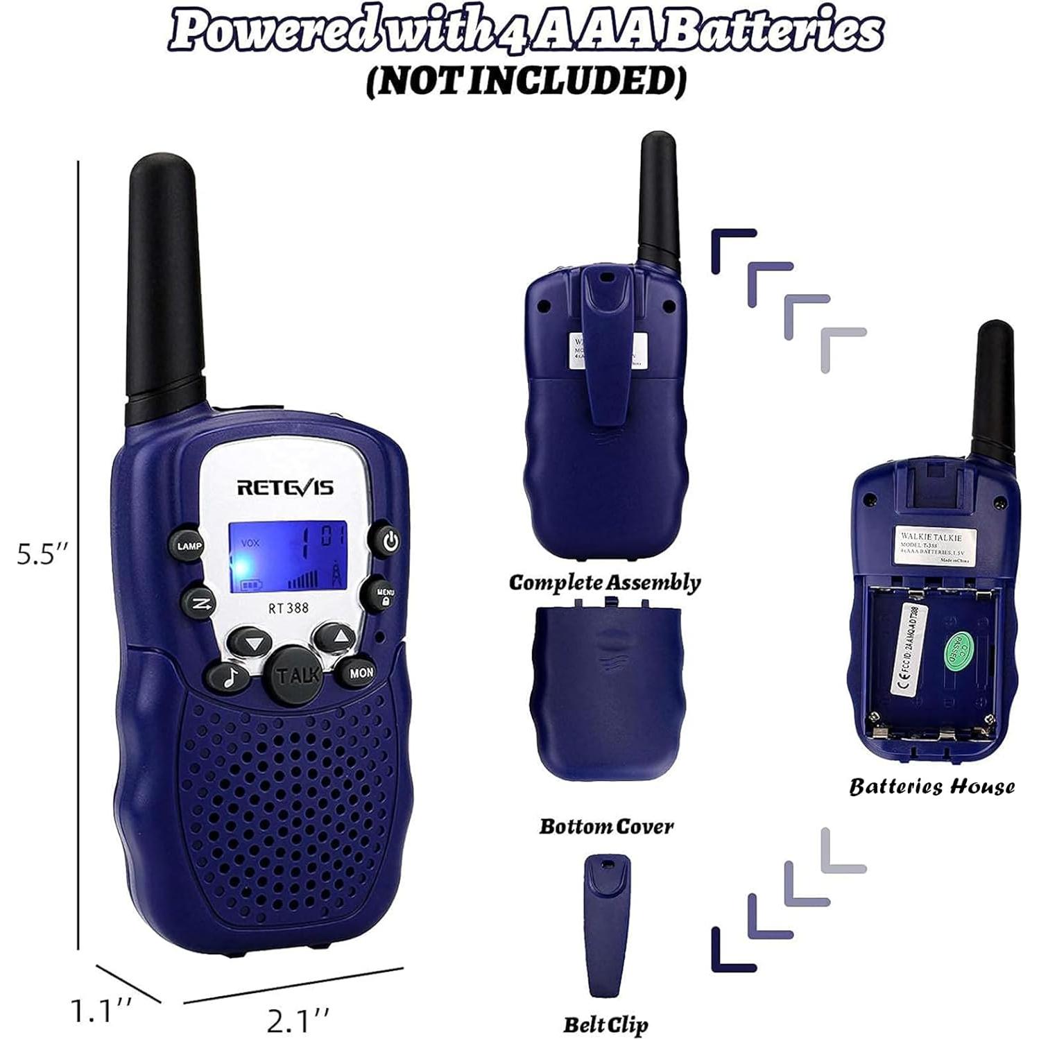 Walkie Talkies Retevis RT388 para Niños 2 Vías Azul