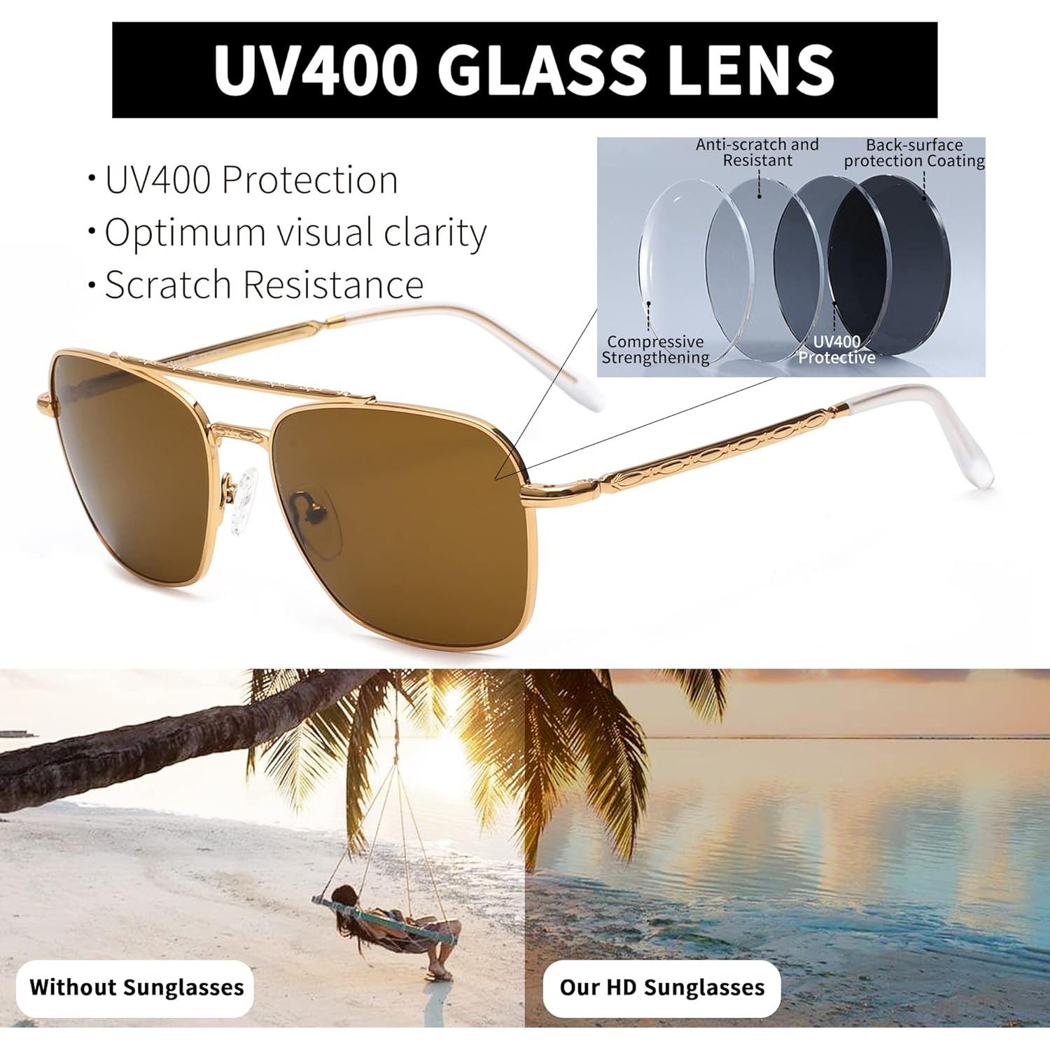 Gafas de Sol Aviador JIM HALO Lentes de Vidrio UV