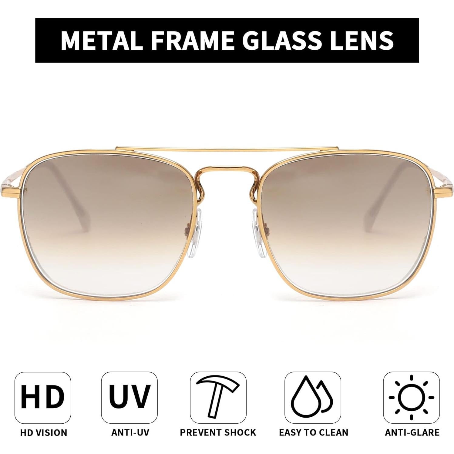 Gafas de Sol Aviador JIM HALO con Lentes de Vidrio UV400