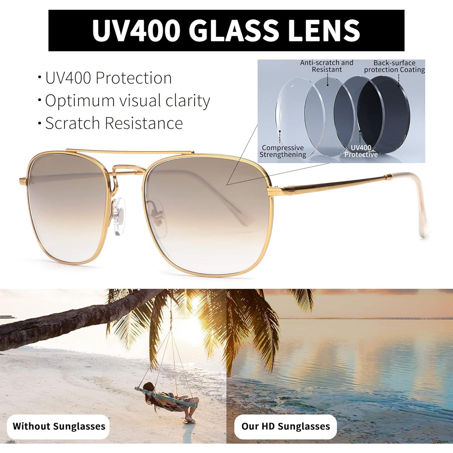 Gafas de Sol Aviador JIM HALO con Lentes de Vidrio UV400