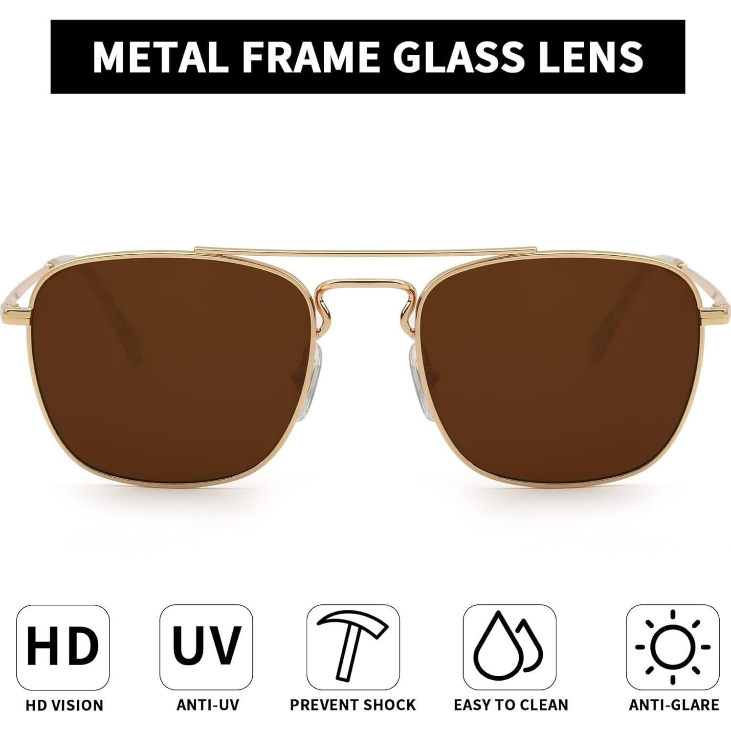 Gafas de Sol Aviador JIM HALO Montura Dorada Lente Marrón