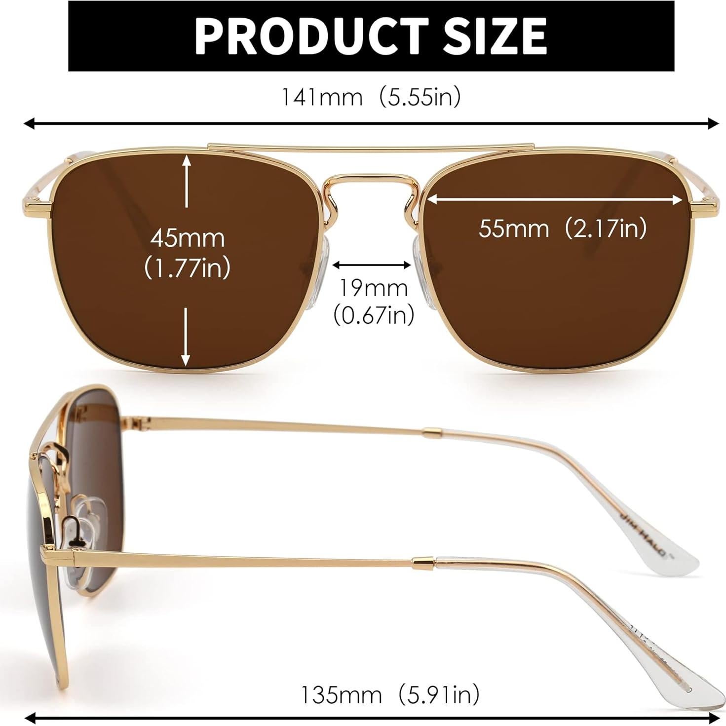 Gafas de Sol Aviador JIM HALO Montura Dorada Lente Marrón