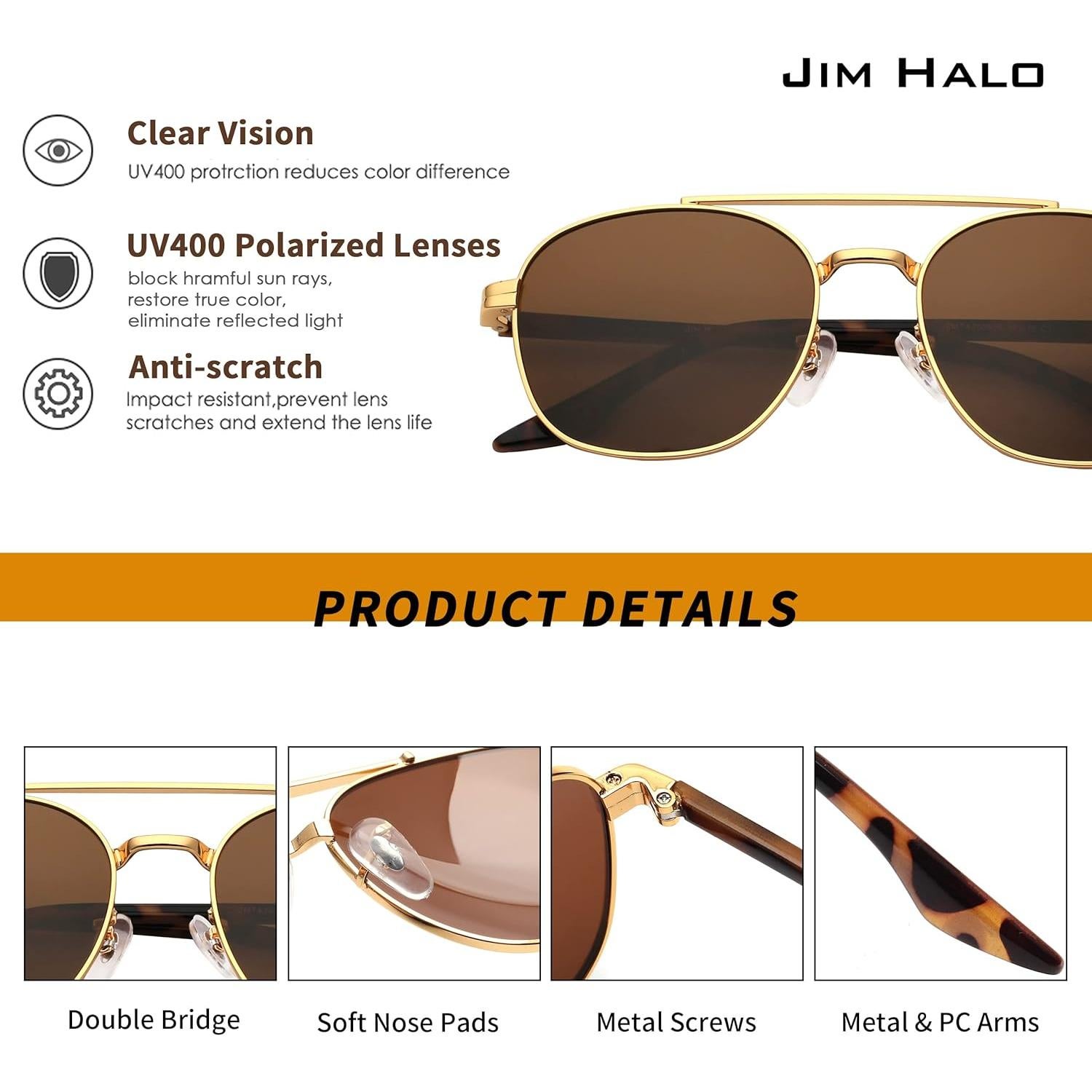 Gafas de Sol Aviador Jim Halo Lentes Polarizados UV400