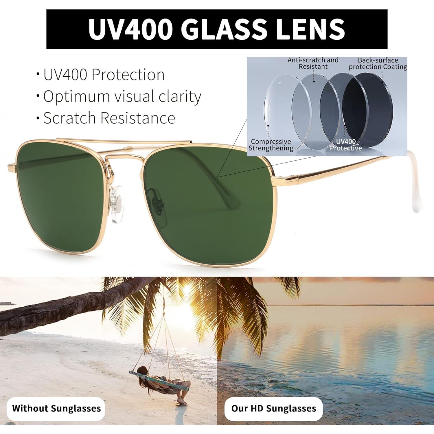 Gafas de Sol Aviador JIM HALO Montura Dorada Lente Verde