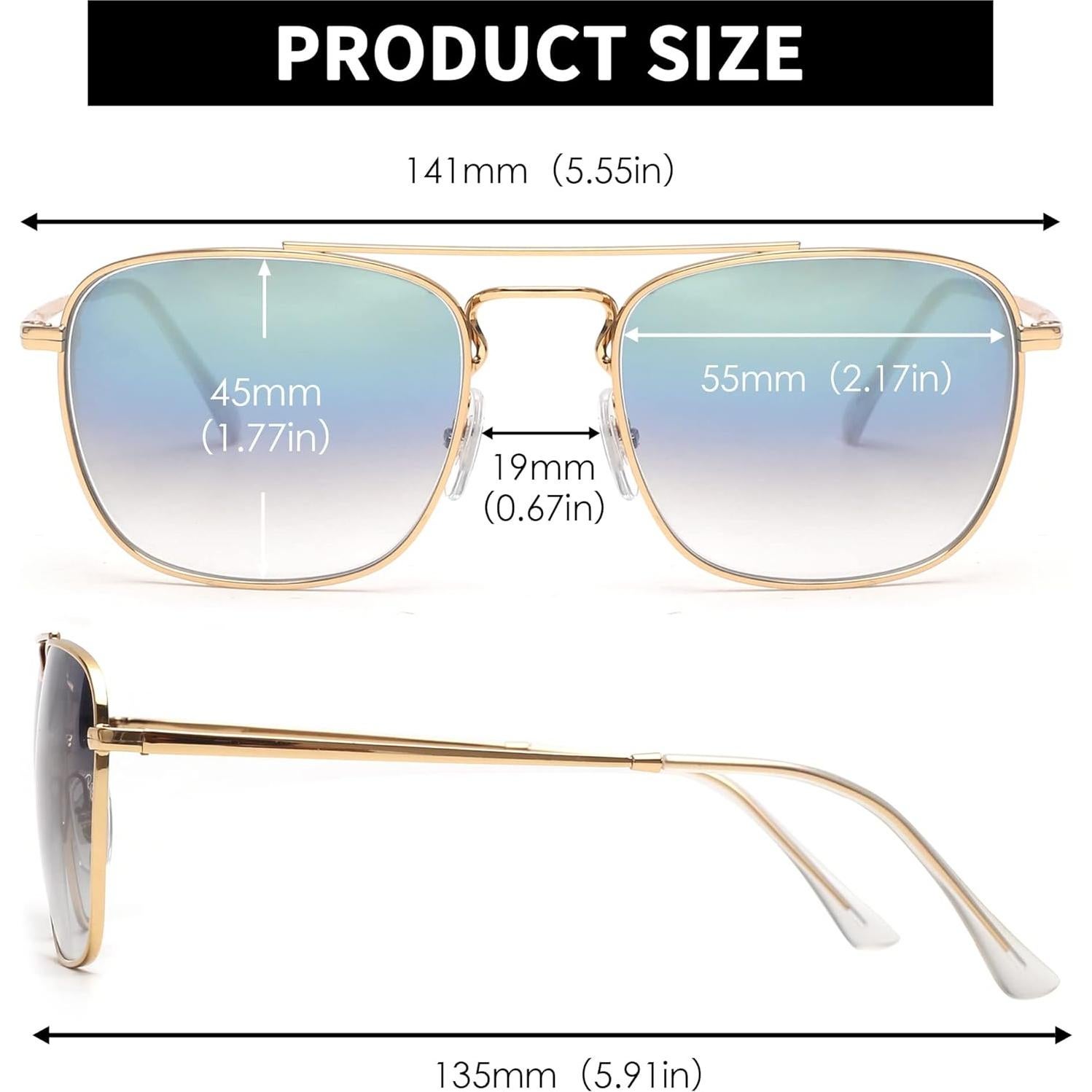 Gafas de Sol Cuadradas JIM HALO Lentes de Vidrio UV400