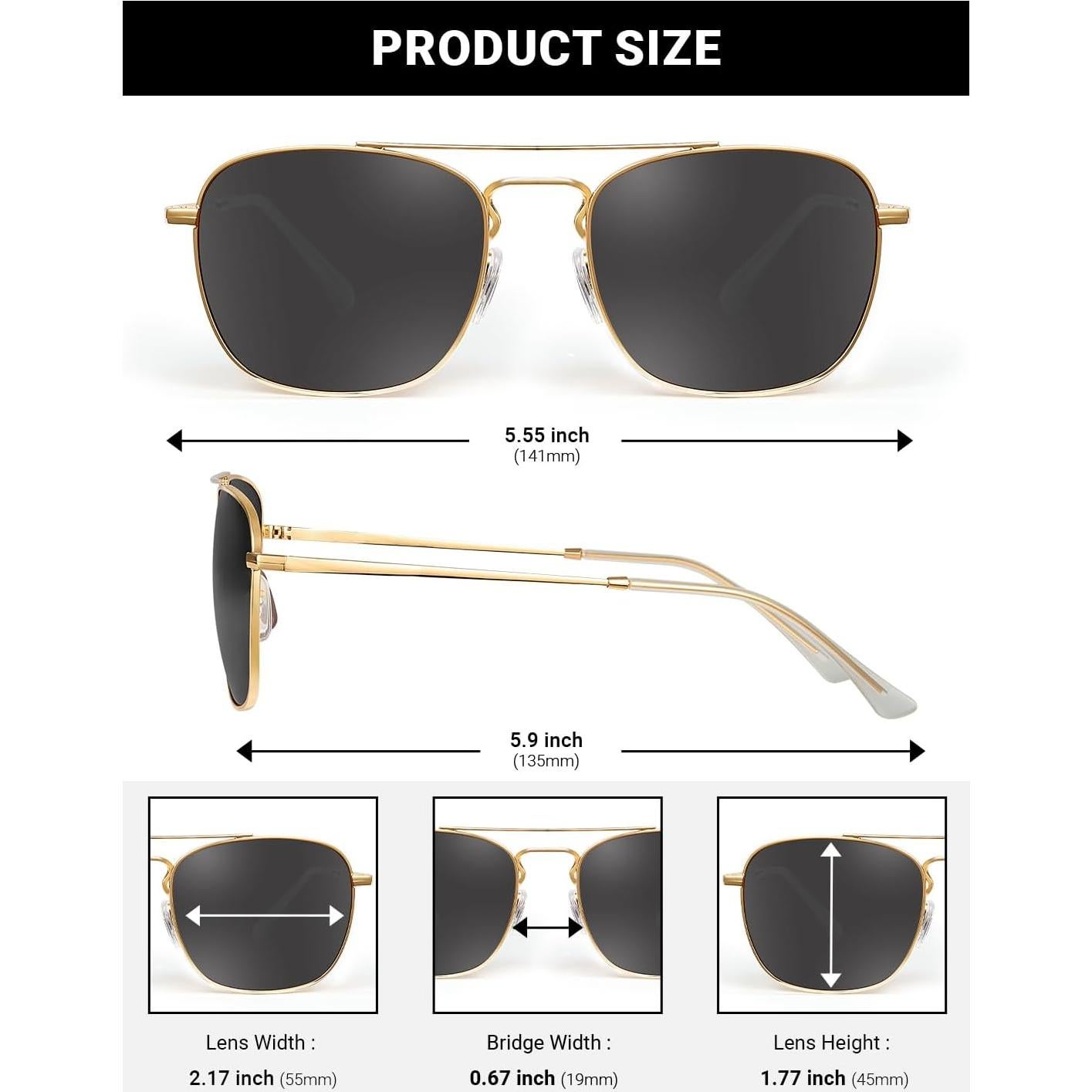 Gafas de Sol Aviador Jim Halo con Lentes de Vidrio Polarizados