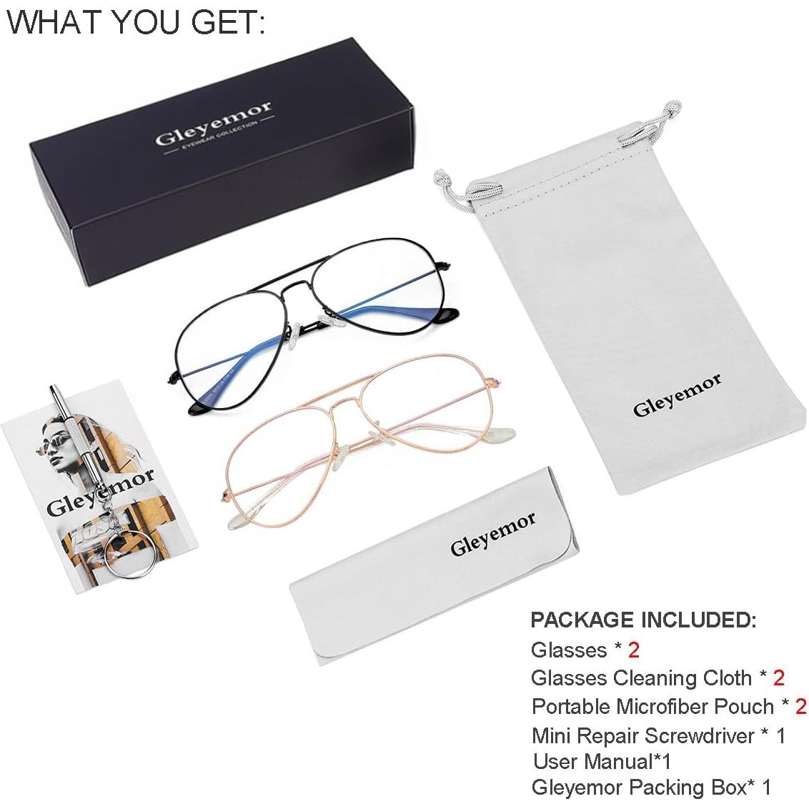 Gafas Aviador Gleyemor Anti Luz Azul Unisex 58mm