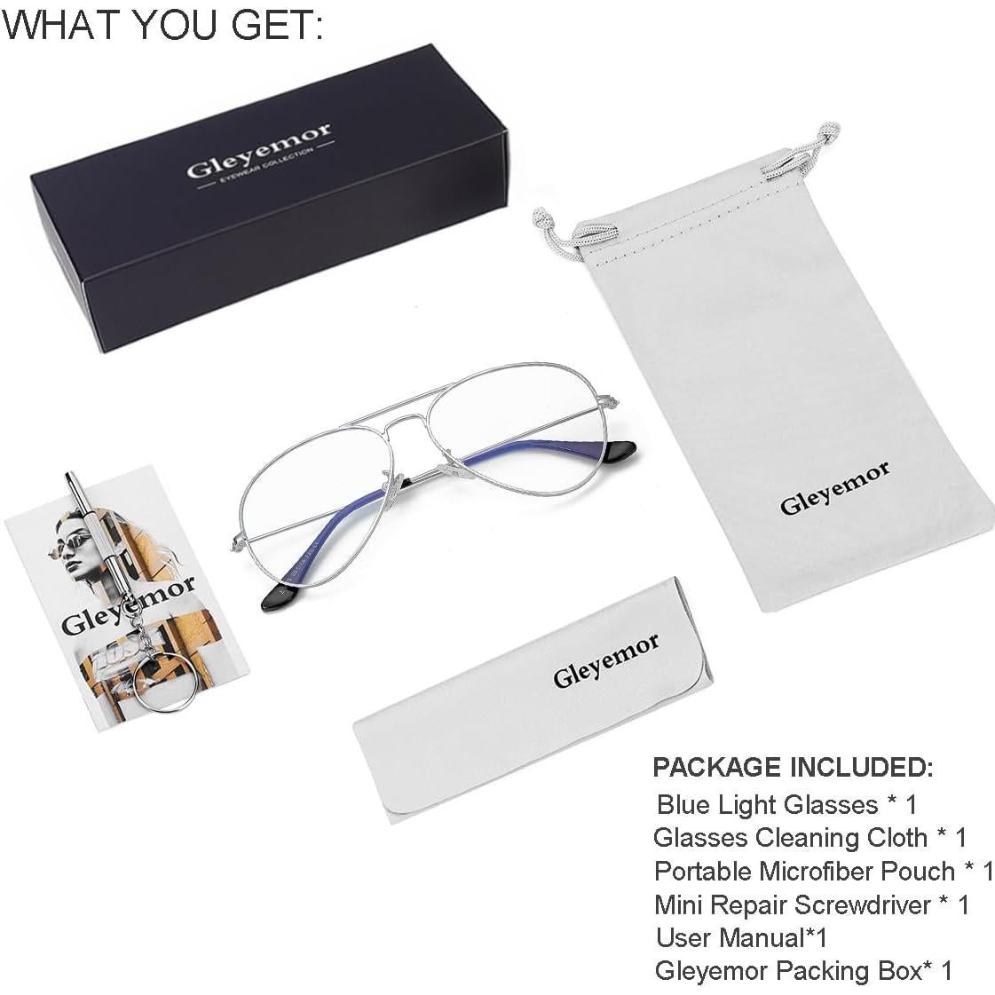 Gafas Aviador Gleyemor GL5020 Anti Luz Azul Unisex