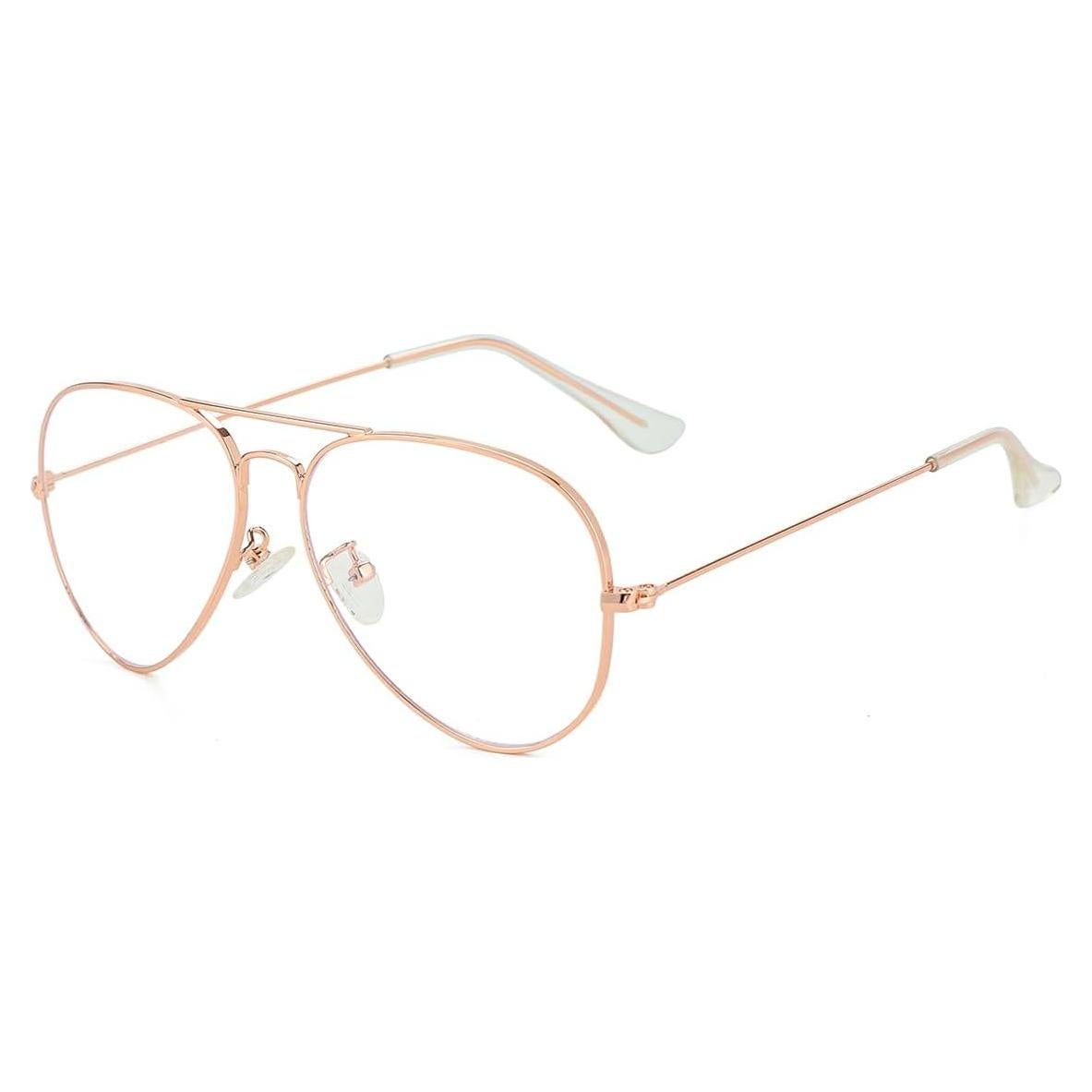 Gafas de Aviador Gleyemor GL5020 Oro Rosa Lentes Anti Luz Azul