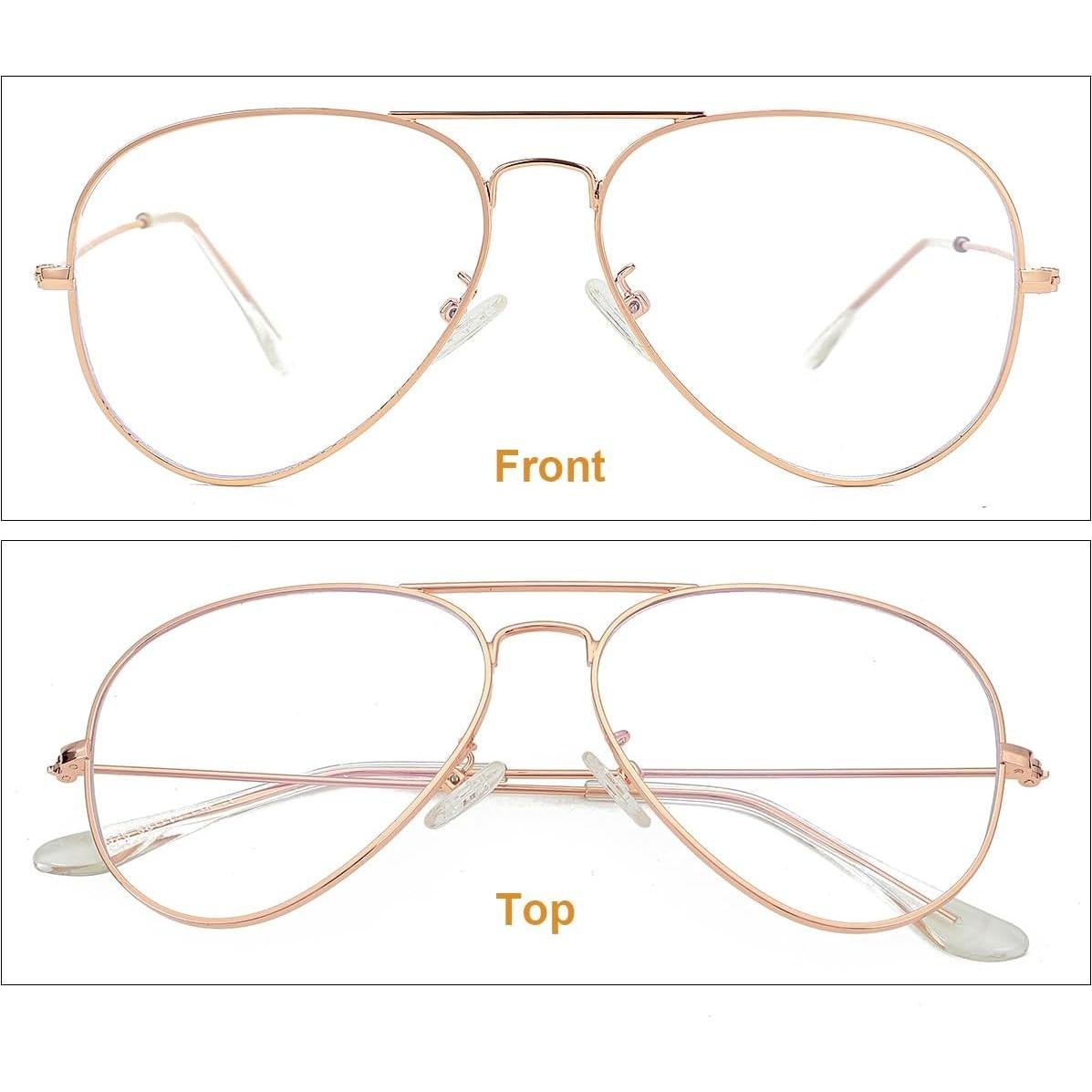 Gafas de Aviador Gleyemor GL5020 Oro Rosa Lentes Anti Luz Azul