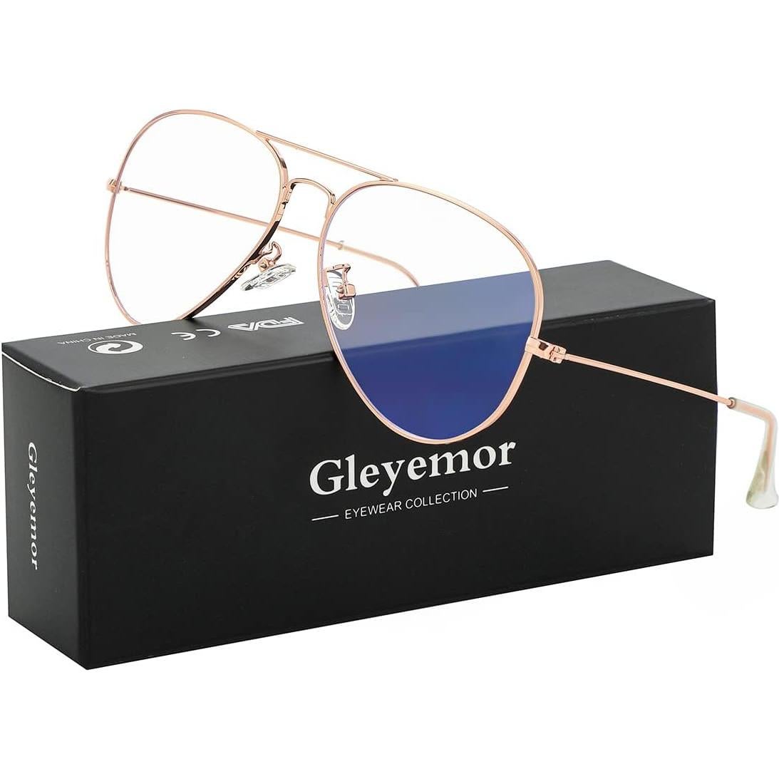 Gafas de Aviador Gleyemor GL5020 Oro Rosa Lentes Anti Luz Azul