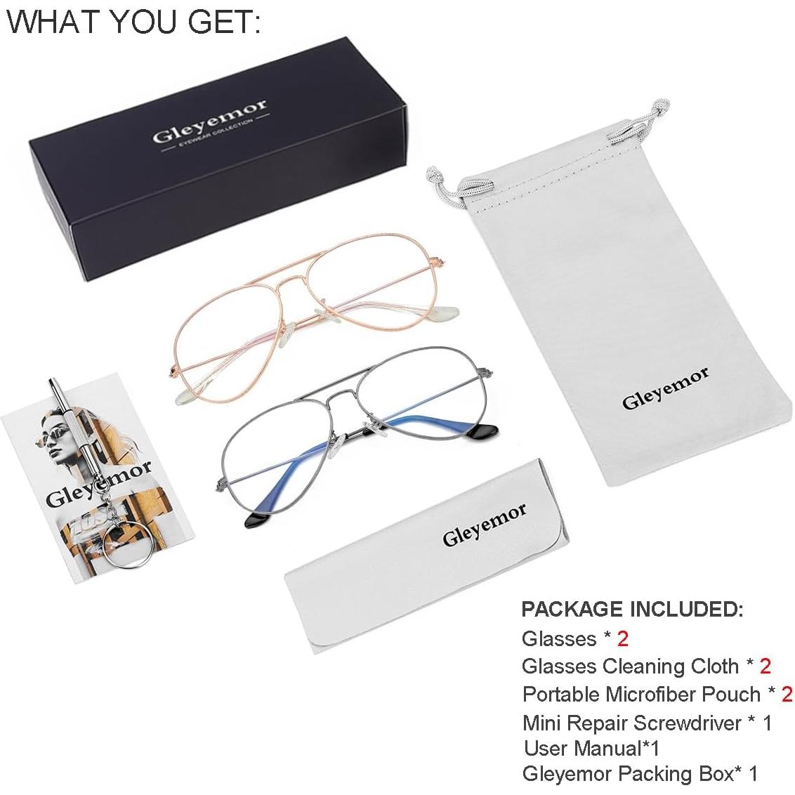 Gafas Aviador Gleyemor Anti Luz Azul Unisex 58mm