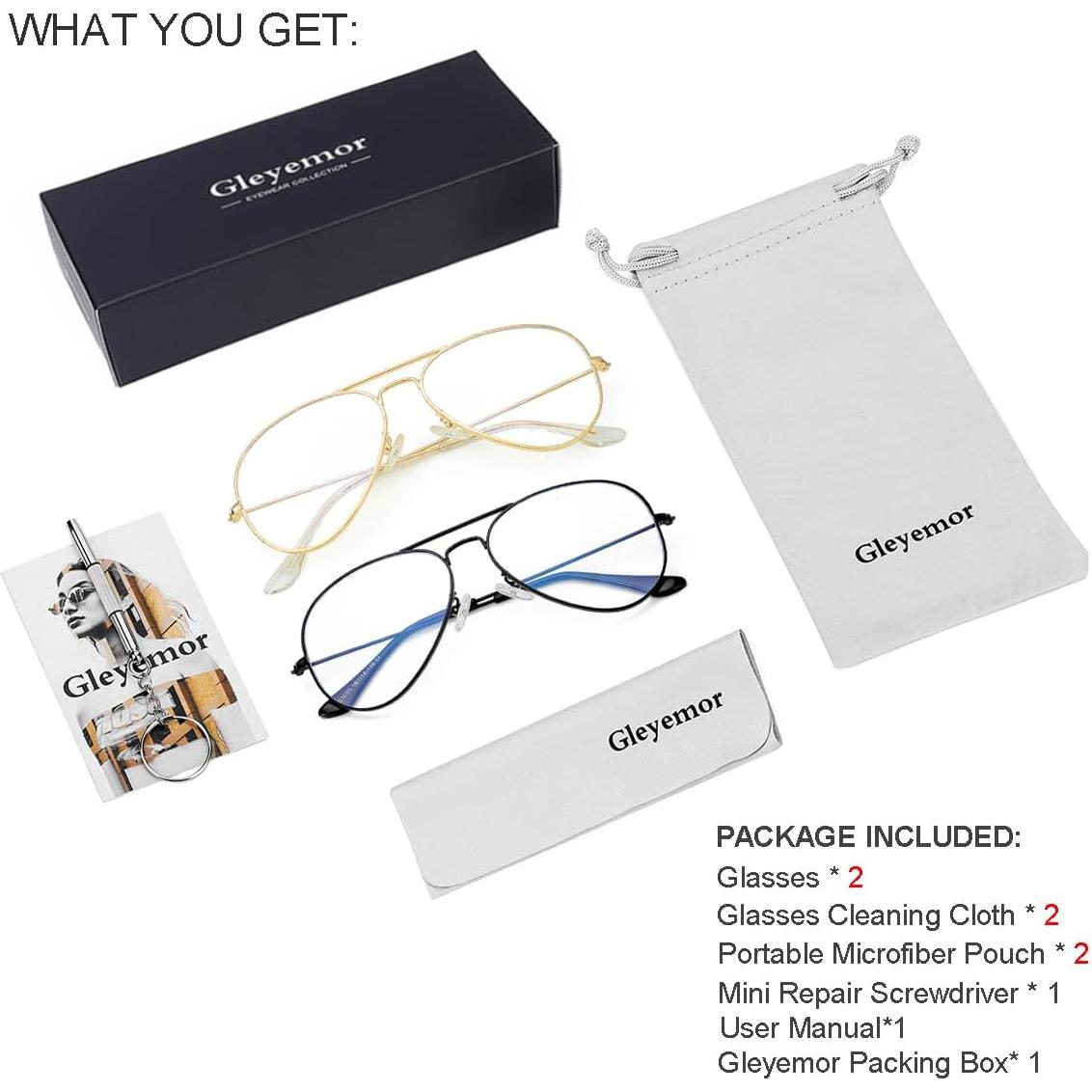 Gafas Aviador Gleyemor Anti Luz Azul Unisex 58mm