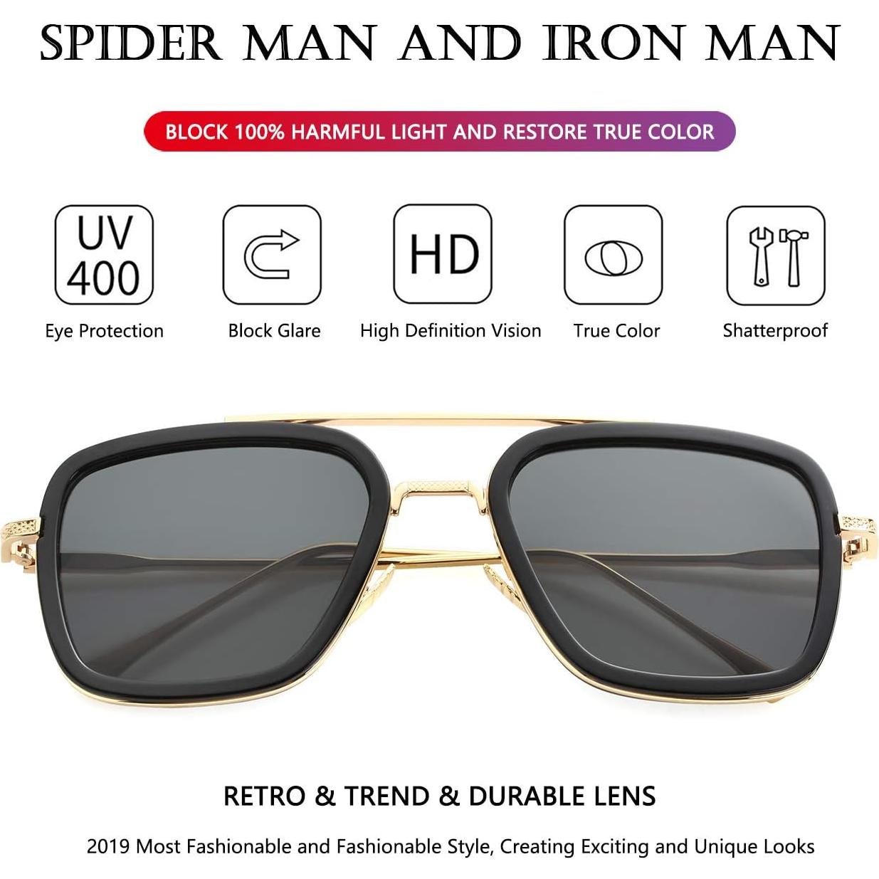 Gafas de sol AIEYEZO Tony Stark Cuadradas UV 100% - Unisex
