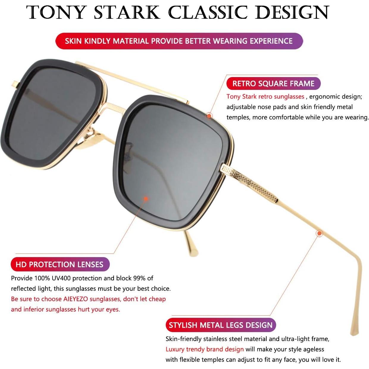 Gafas de sol AIEYEZO Tony Stark Cuadradas UV 100% - Unisex