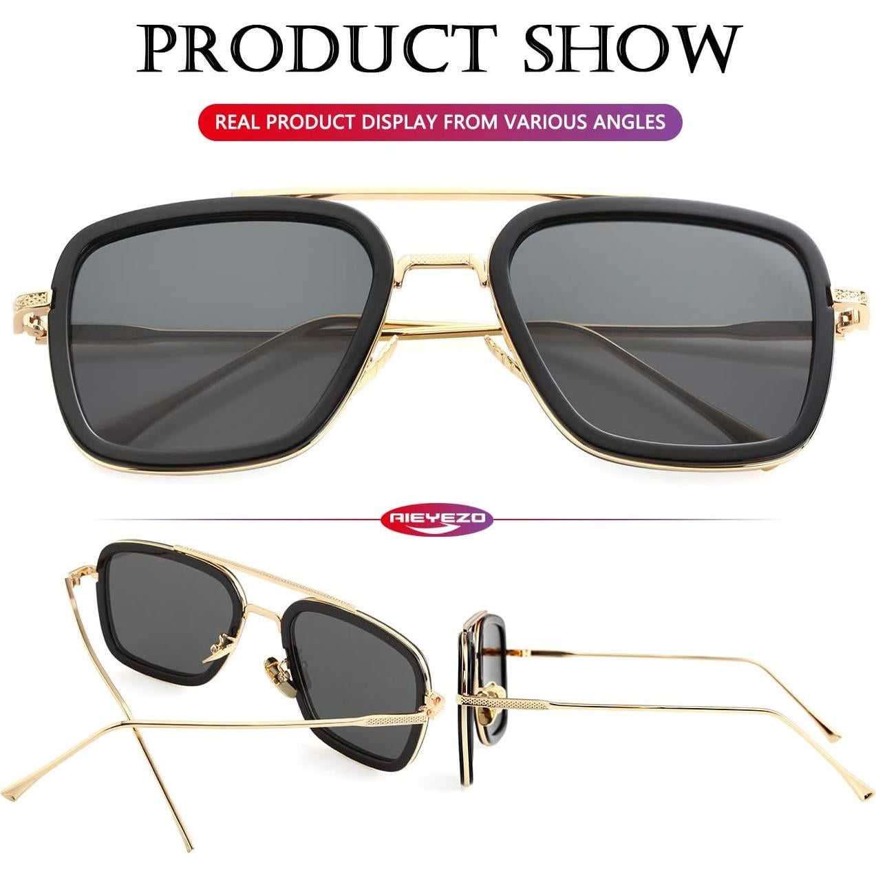 Gafas de sol AIEYEZO Tony Stark Cuadradas UV 100% - Unisex