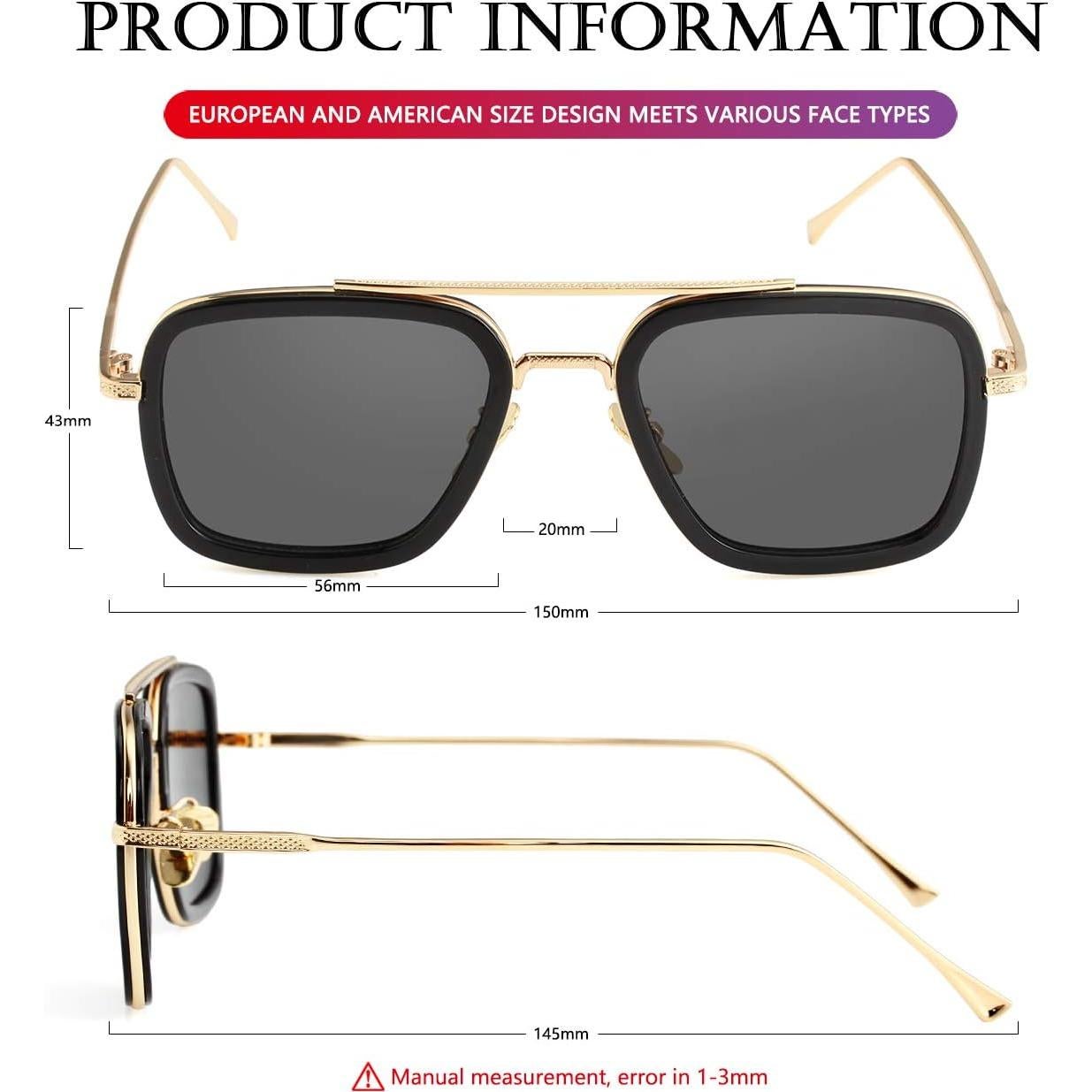 Gafas de sol AIEYEZO Tony Stark Cuadradas UV 100% - Unisex