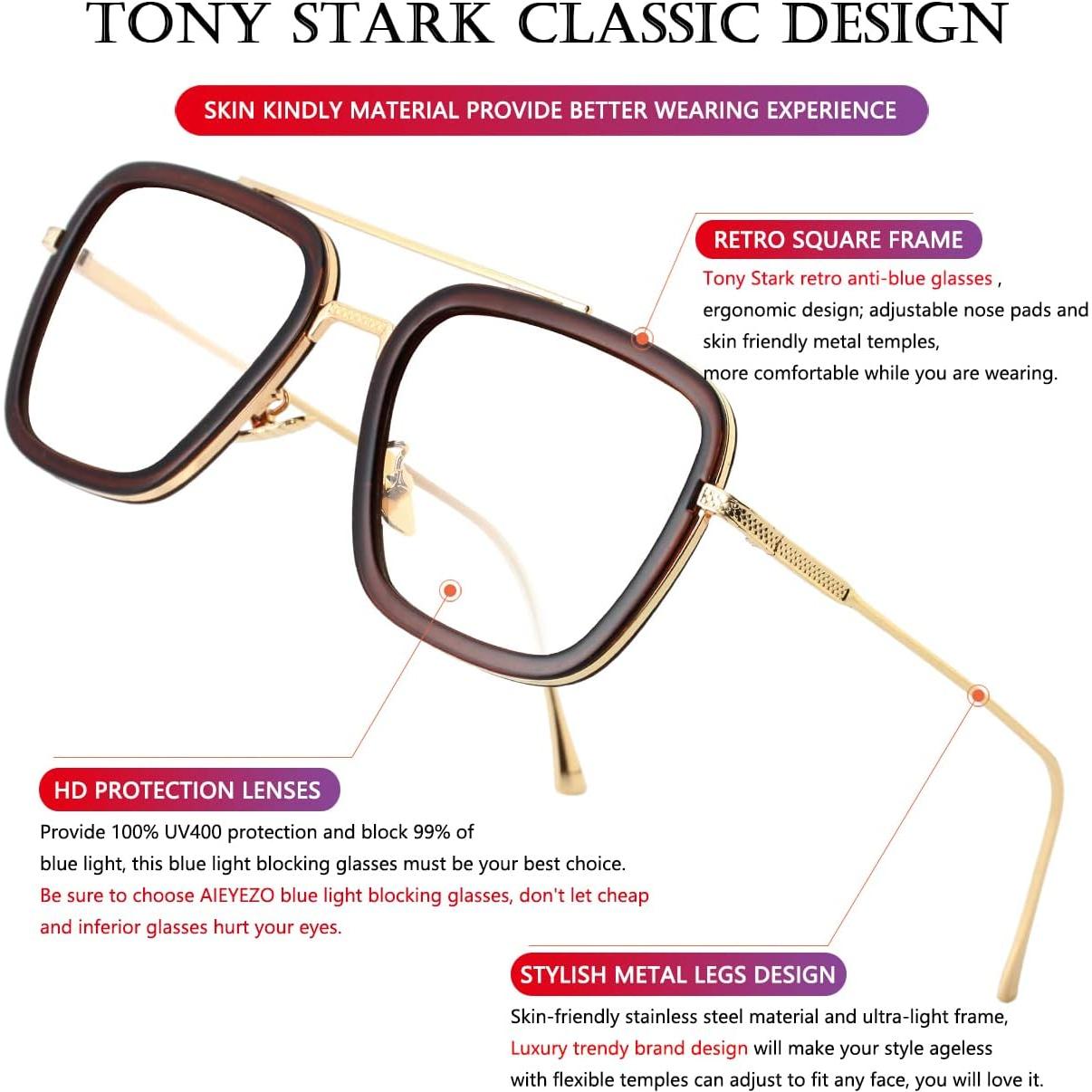 Gafas de sol AIEYEZO Tony Stark Cuadradas UV 100%