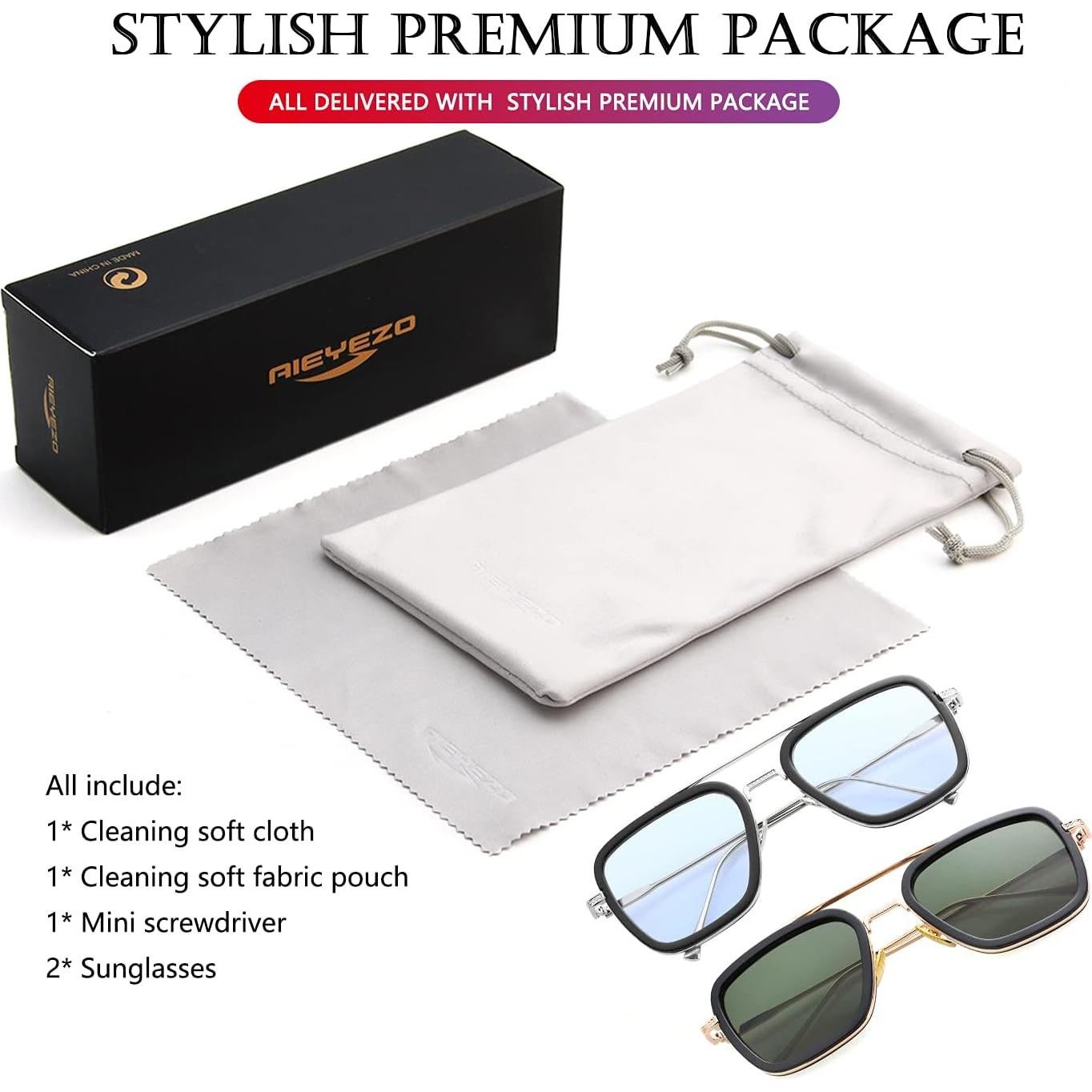 Gafas de sol AIEYEZO Tony Stark Cuadradas UV 100%