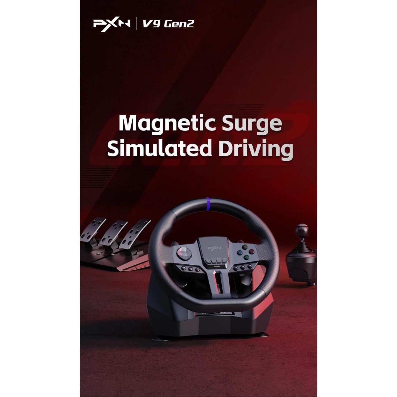 Volante de Carreras PXN V9 Gen2 con Pedales Magnéticos