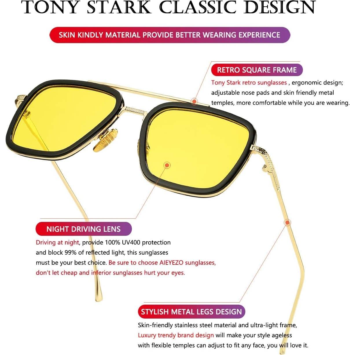 Gafas de sol AIEYEZO Tony Stark Cuadradas UV 100% - Unisex