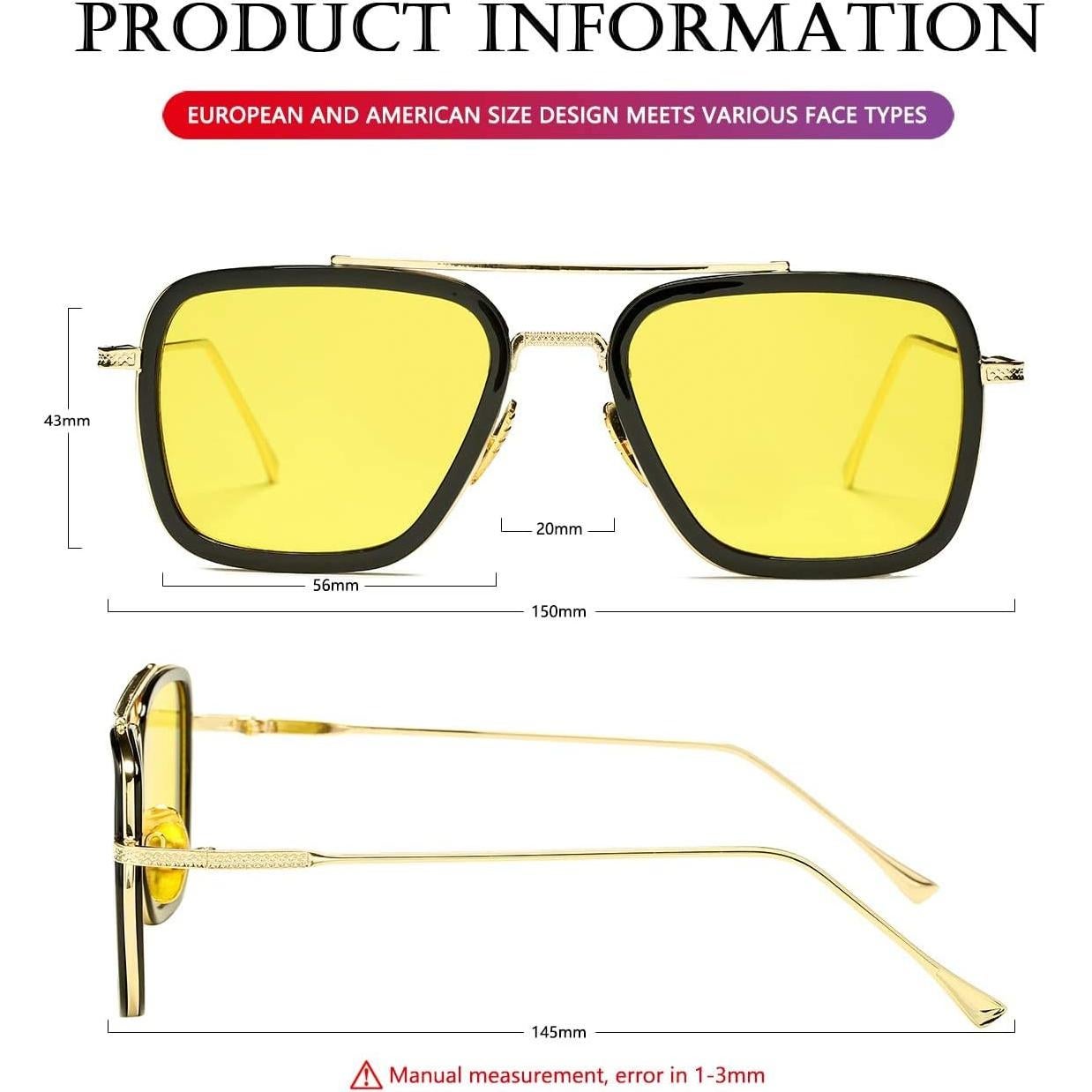 Gafas de sol AIEYEZO Tony Stark Cuadradas UV 100% - Unisex