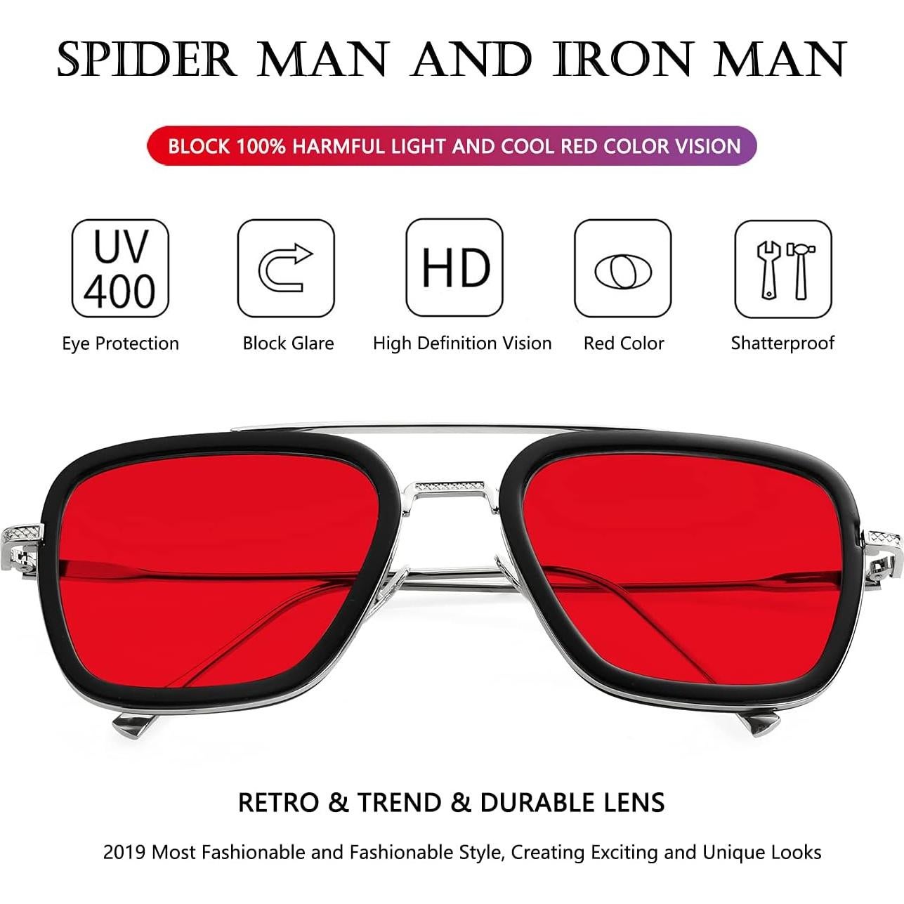 Gafas de sol AIEYEZO Tony Stark Cuadradas Metal UV 100%