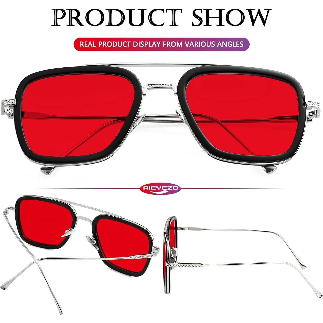 Gafas de sol AIEYEZO Tony Stark Cuadradas Metal UV 100%